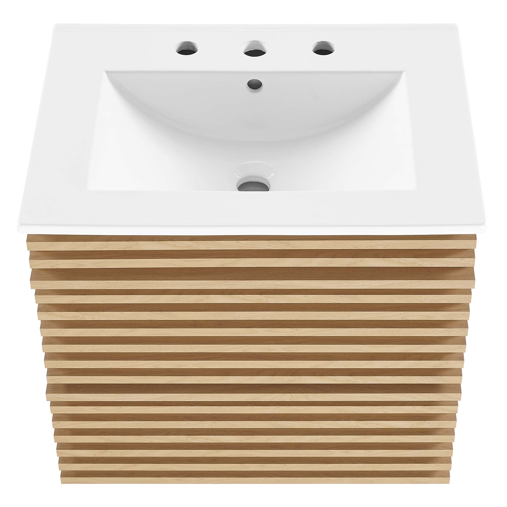 Render Wall-Mount Bathroom Vanity with White Basin Included by Modway