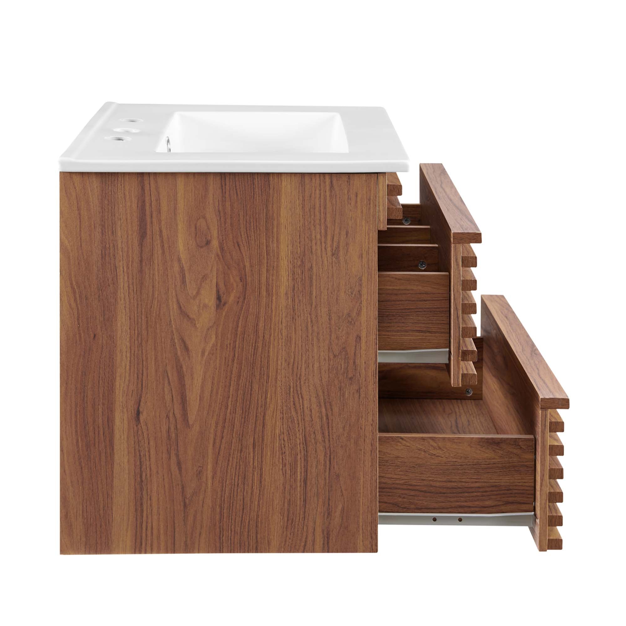 Render Wall-Mount Bathroom Vanity with White Basin Included by Modway