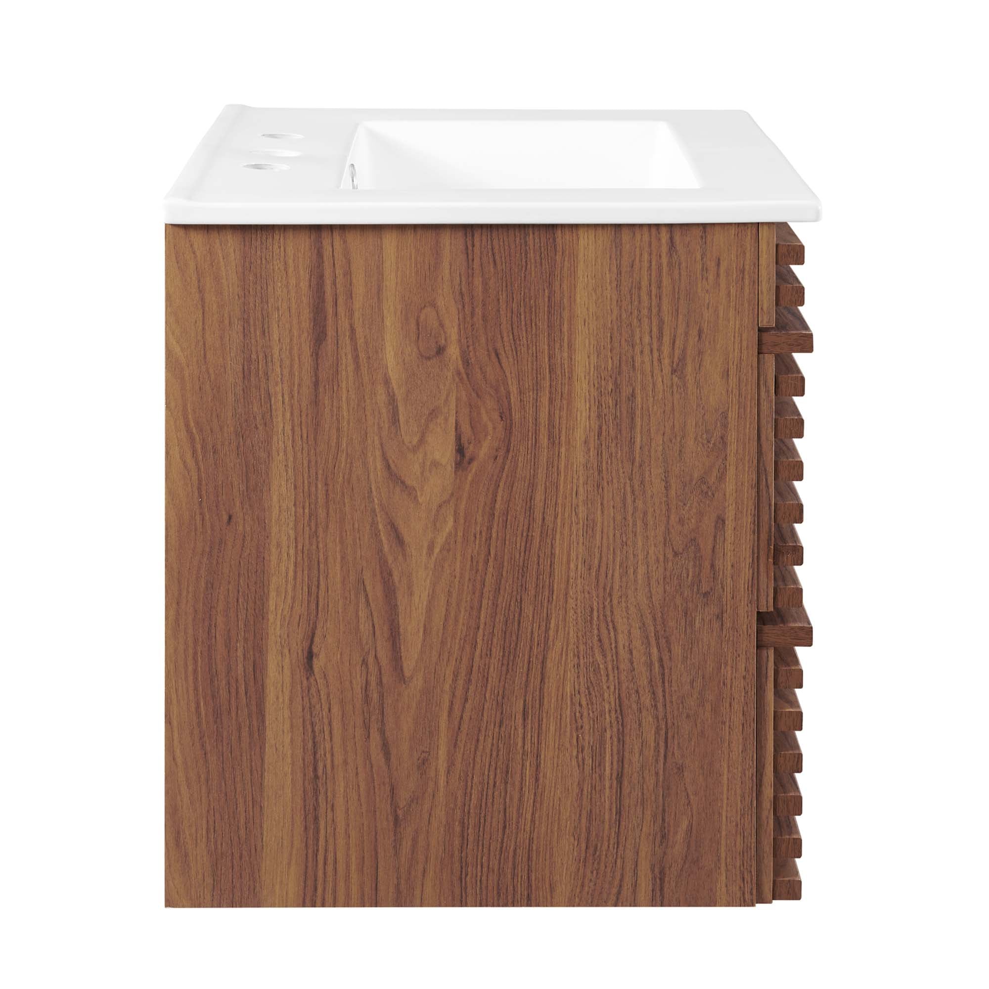 Render Wall-Mount Bathroom Vanity with White Basin Included by Modway