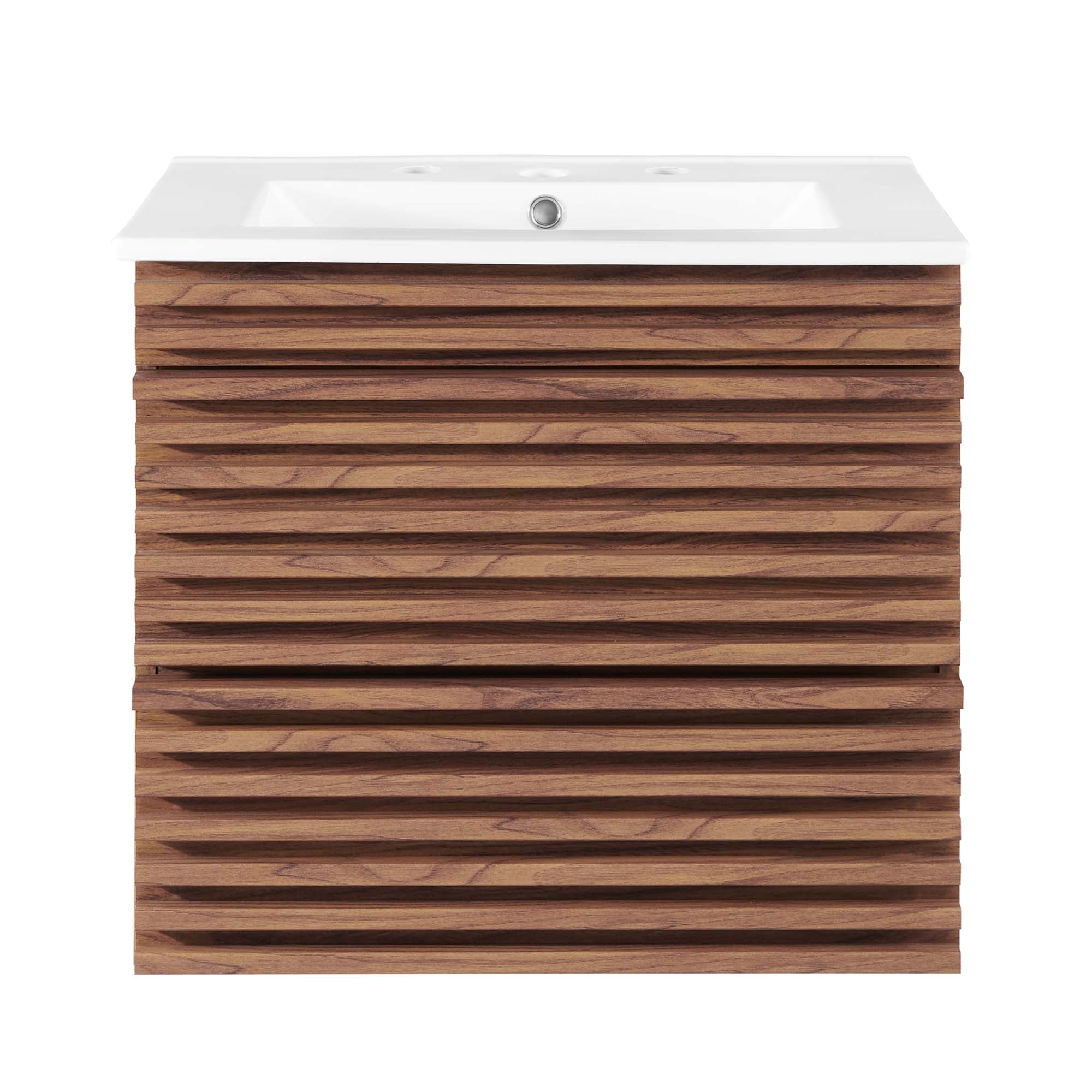 Render Wall-Mount Bathroom Vanity with White Basin Included by Modway
