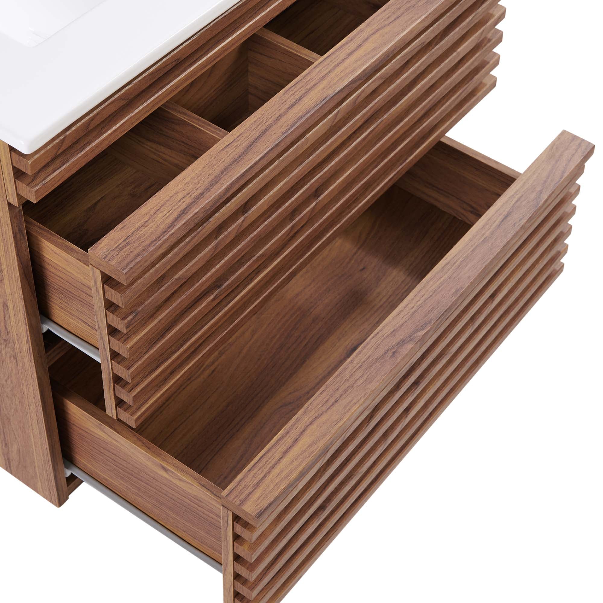 Render Wall-Mount Bathroom Vanity with White Basin Included by Modway