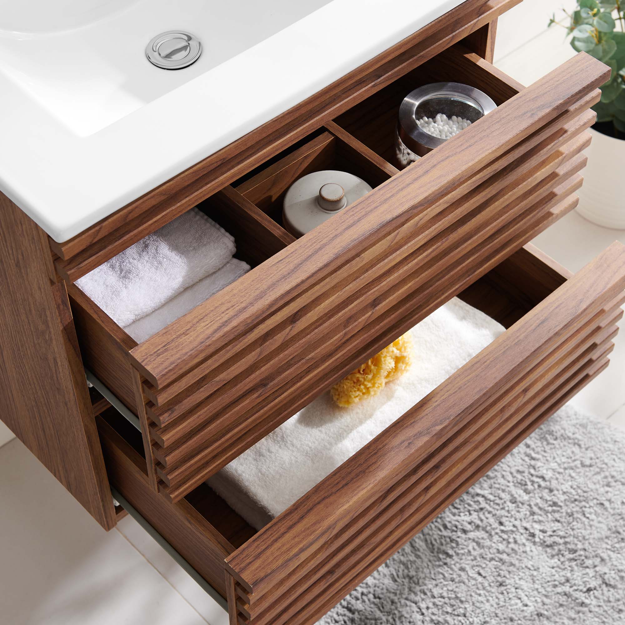 Render Wall-Mount Bathroom Vanity with White Basin Included by Modway