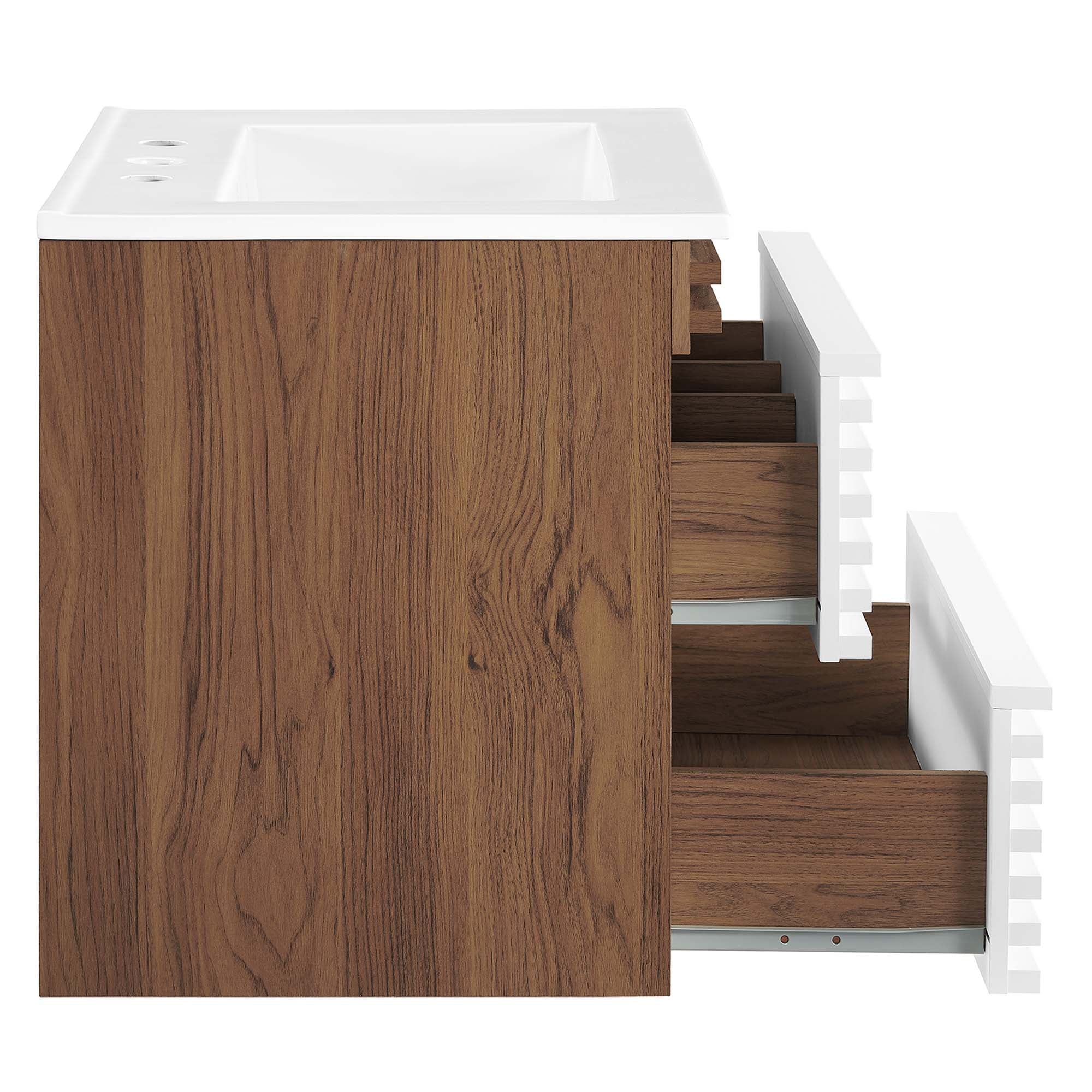 Render Wall-Mount Bathroom Vanity with White Basin Included by Modway