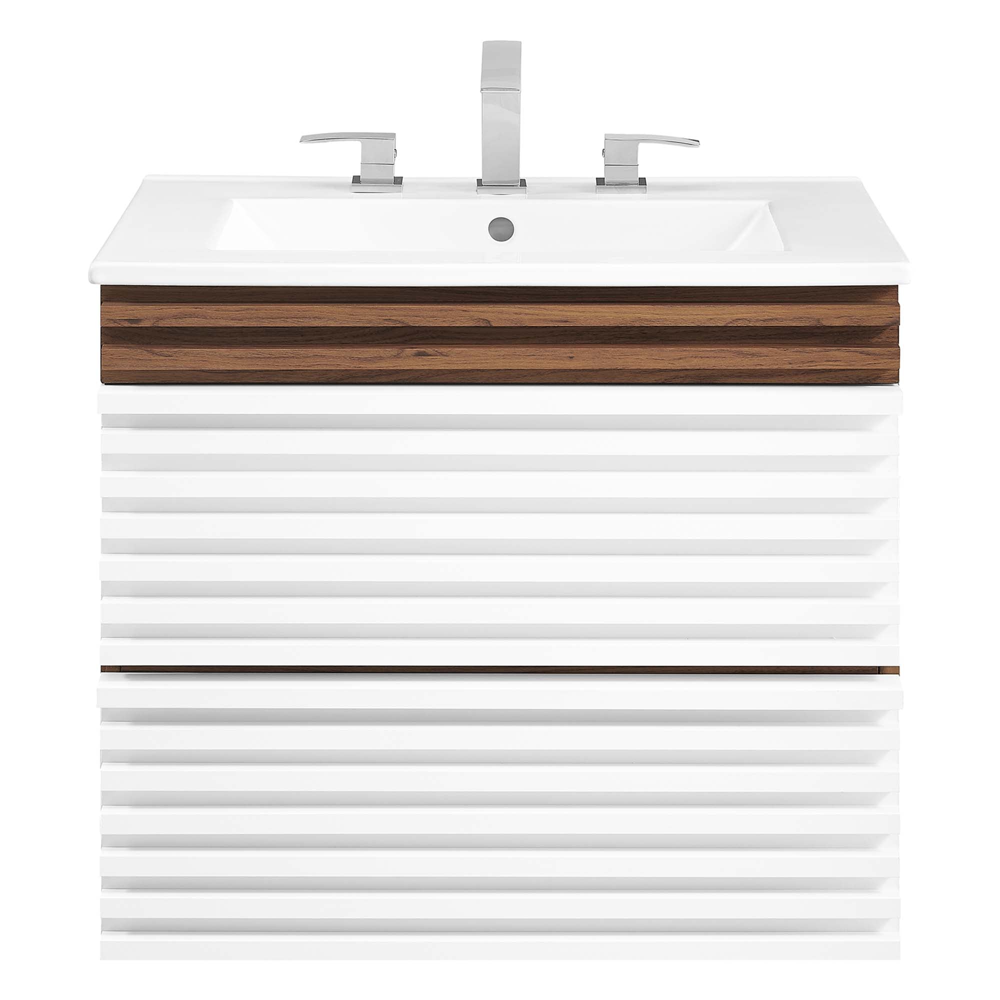 Render Wall-Mount Bathroom Vanity with White Basin Included by Modway