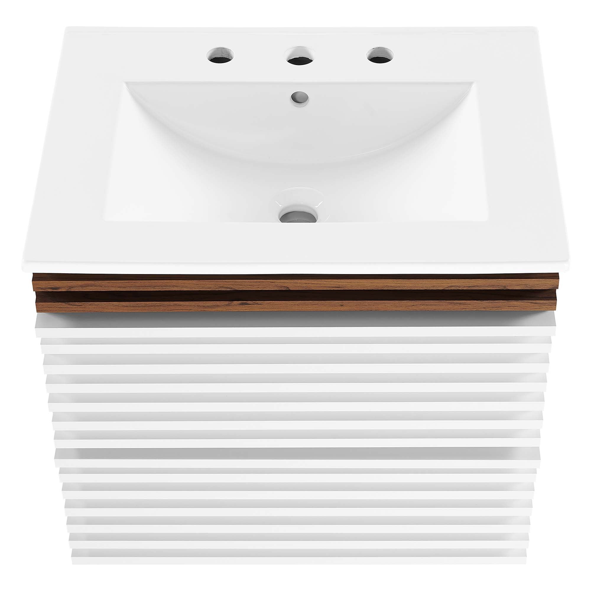 Render Wall-Mount Bathroom Vanity with White Basin Included by Modway