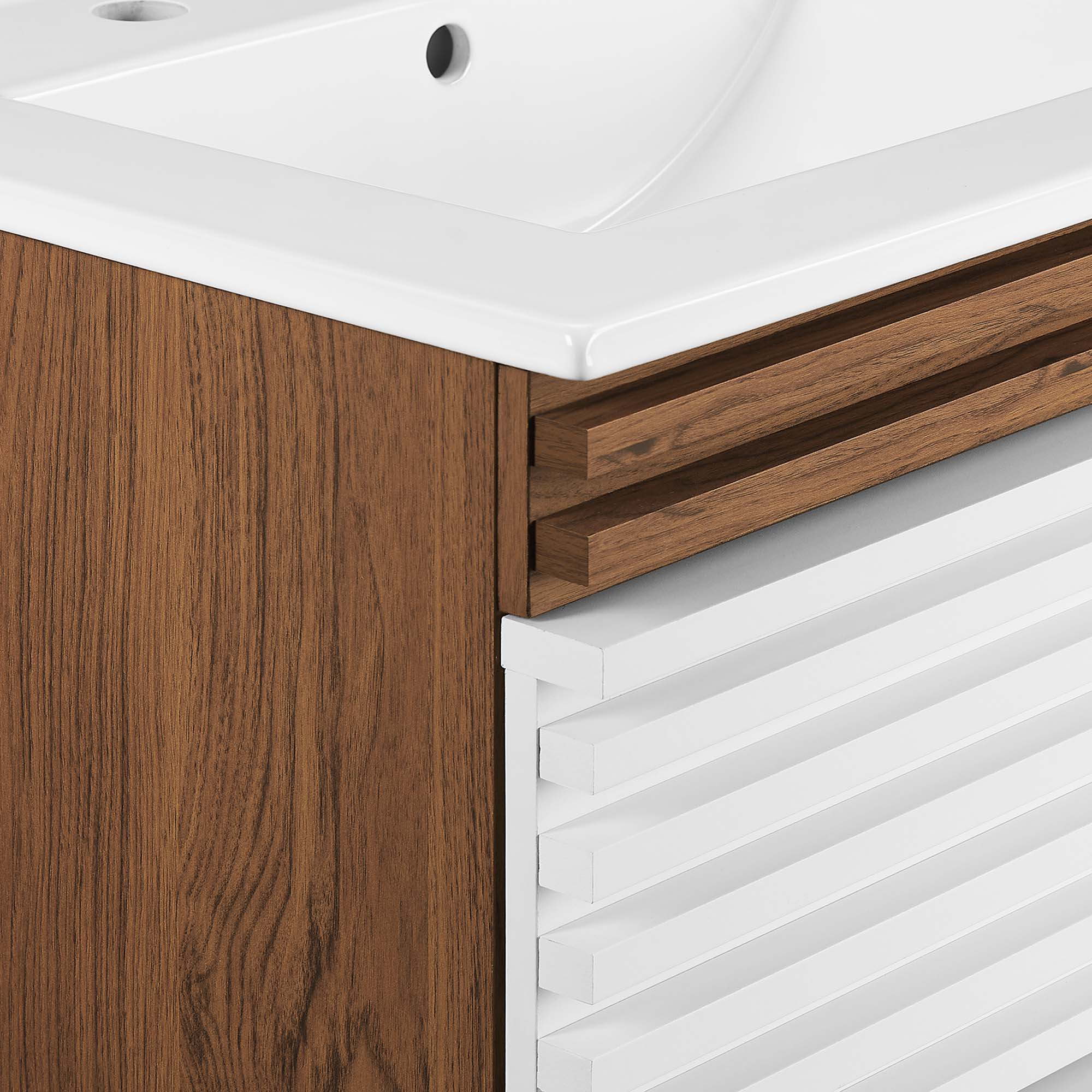 Render Wall-Mount Bathroom Vanity with White Basin Included by Modway