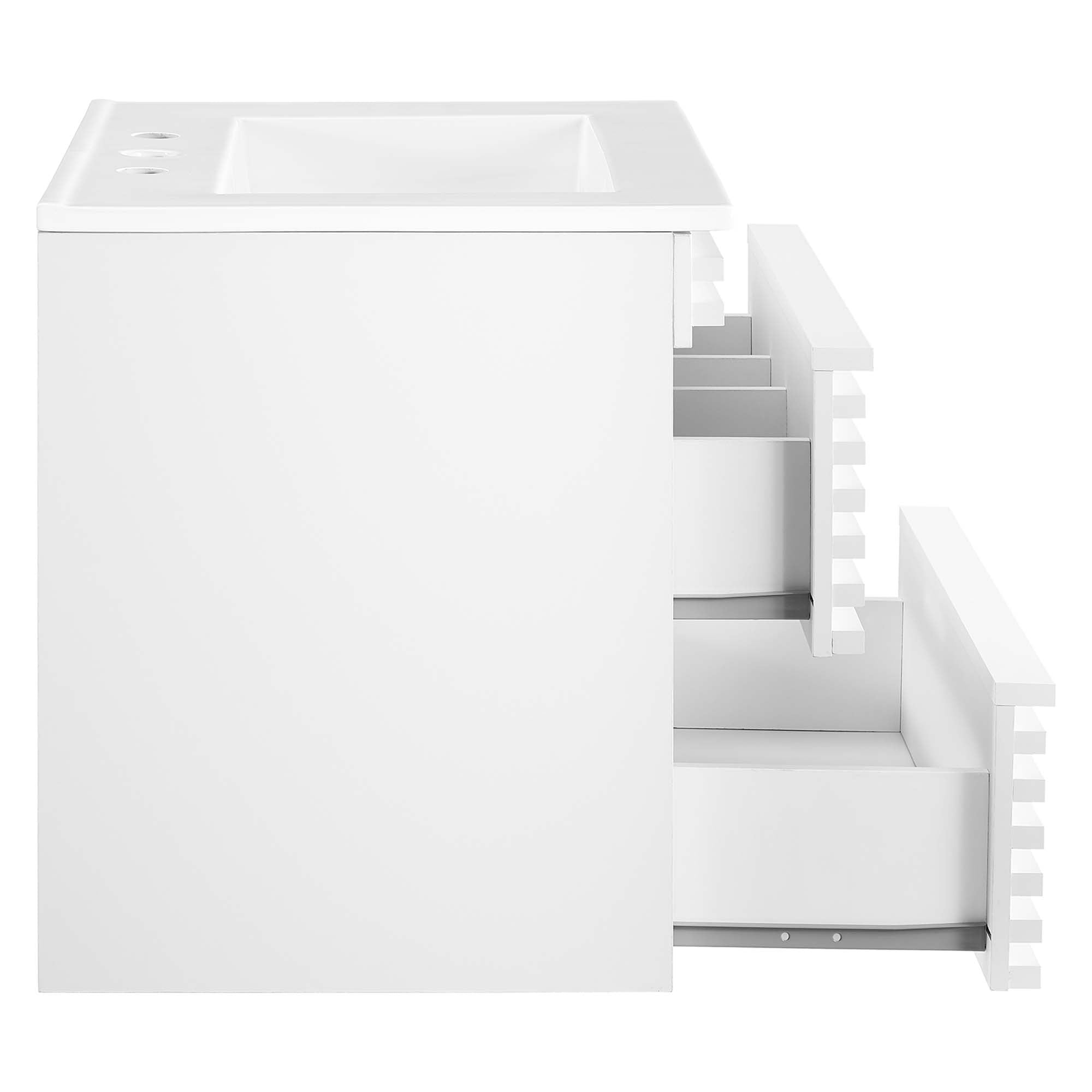 Render Wall-Mount Bathroom Vanity with White Basin Included by Modway