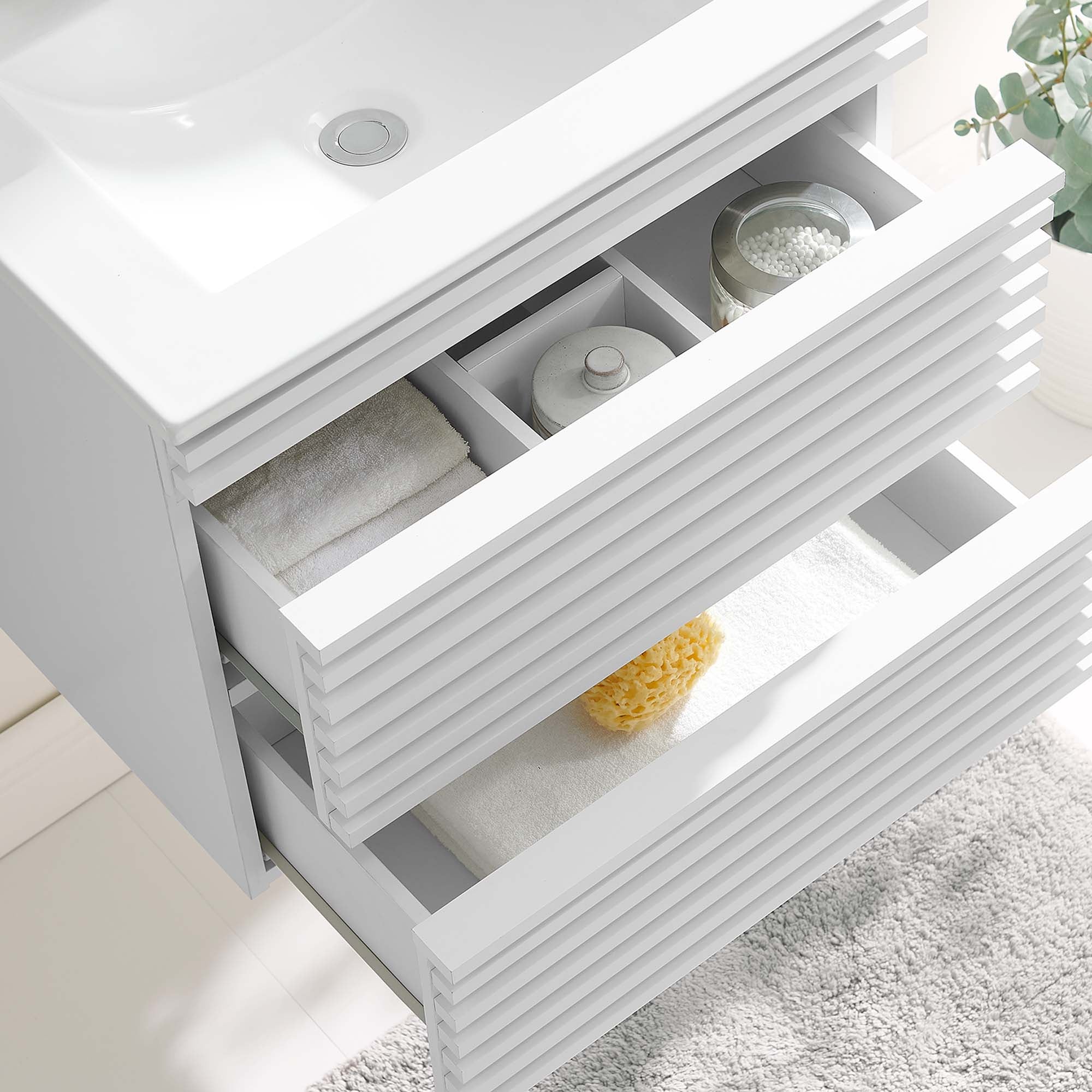 Render Wall-Mount Bathroom Vanity with White Basin Included by Modway
