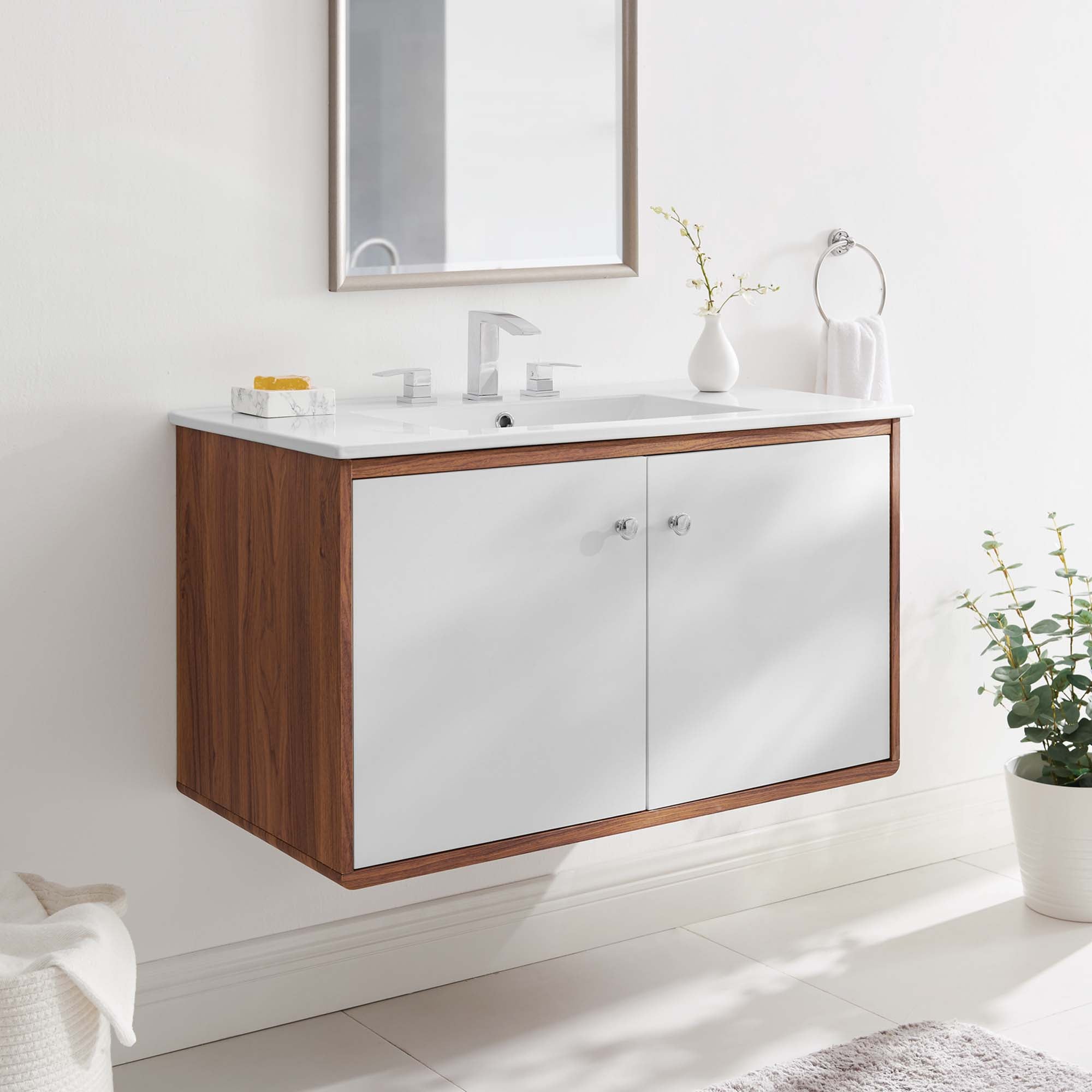 Transmit Wall-Mount Bathroom Vanity Basin Included by Modway