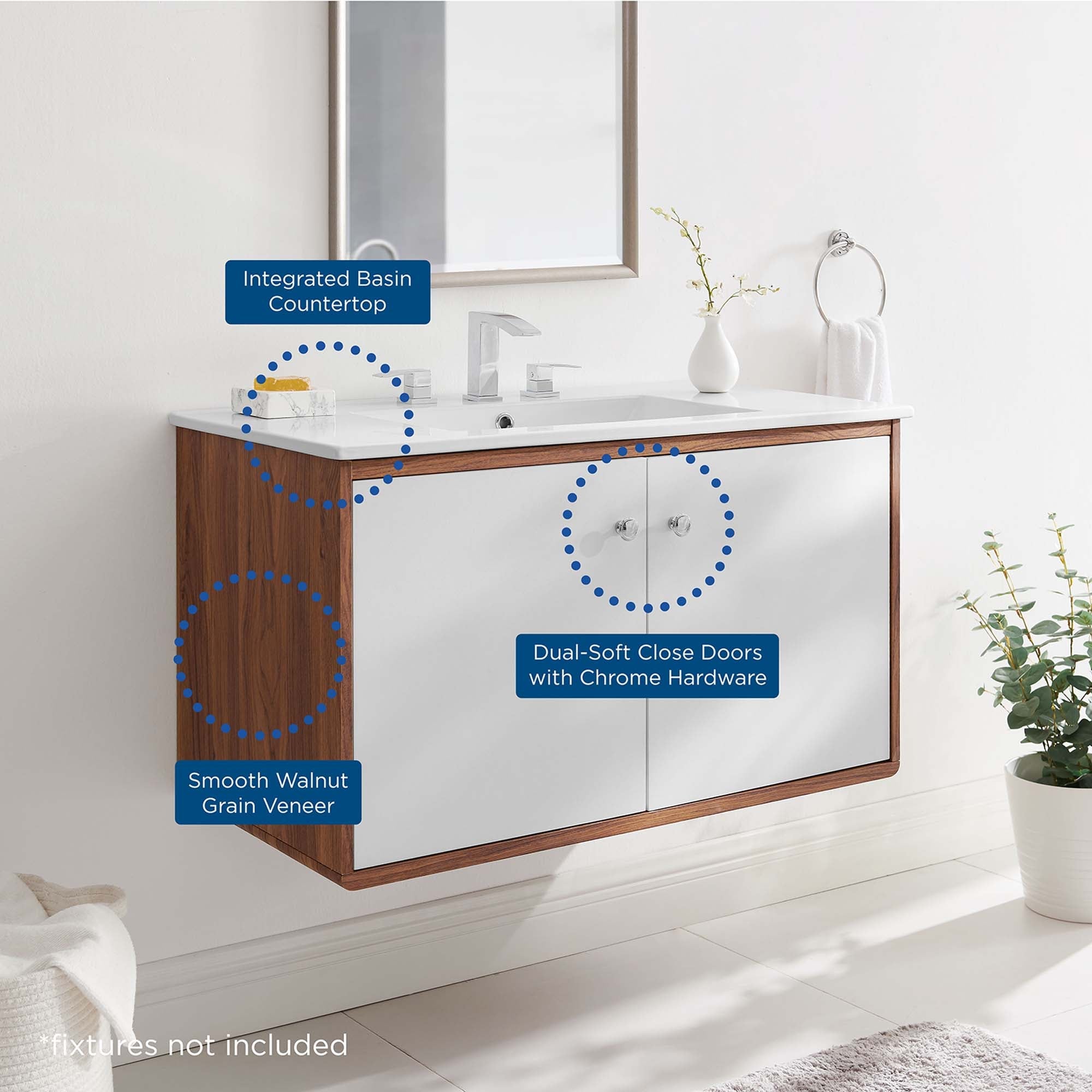Transmit Wall-Mount Bathroom Vanity Basin Included by Modway