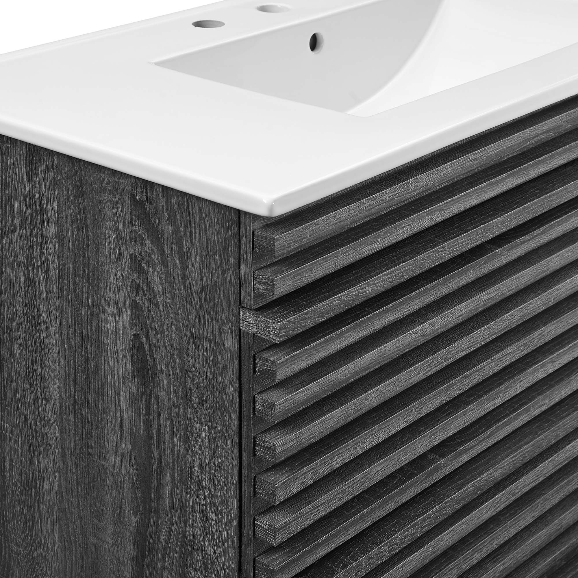 Render Wall-Mount Bathroom Vanity with White Basin Included by Modway