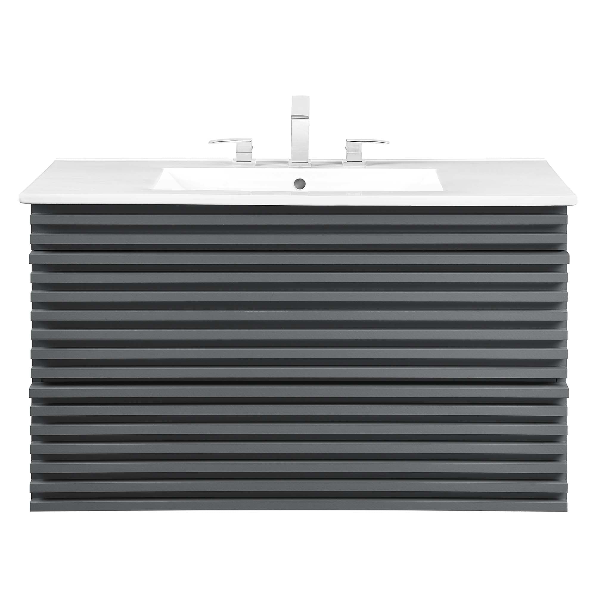Render Wall-Mount Bathroom Vanity with White Basin Included by Modway