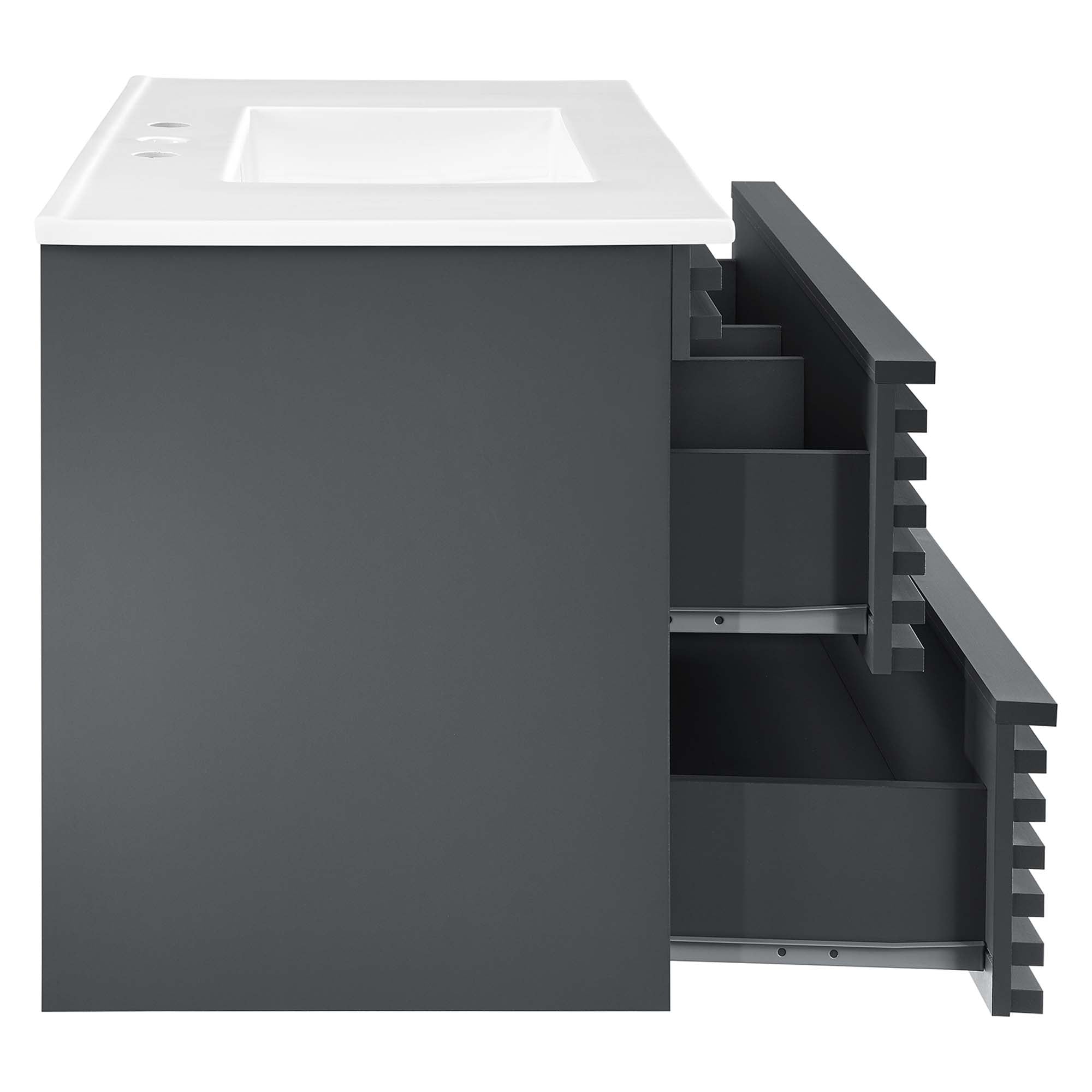 Render Wall-Mount Bathroom Vanity with White Basin Included by Modway