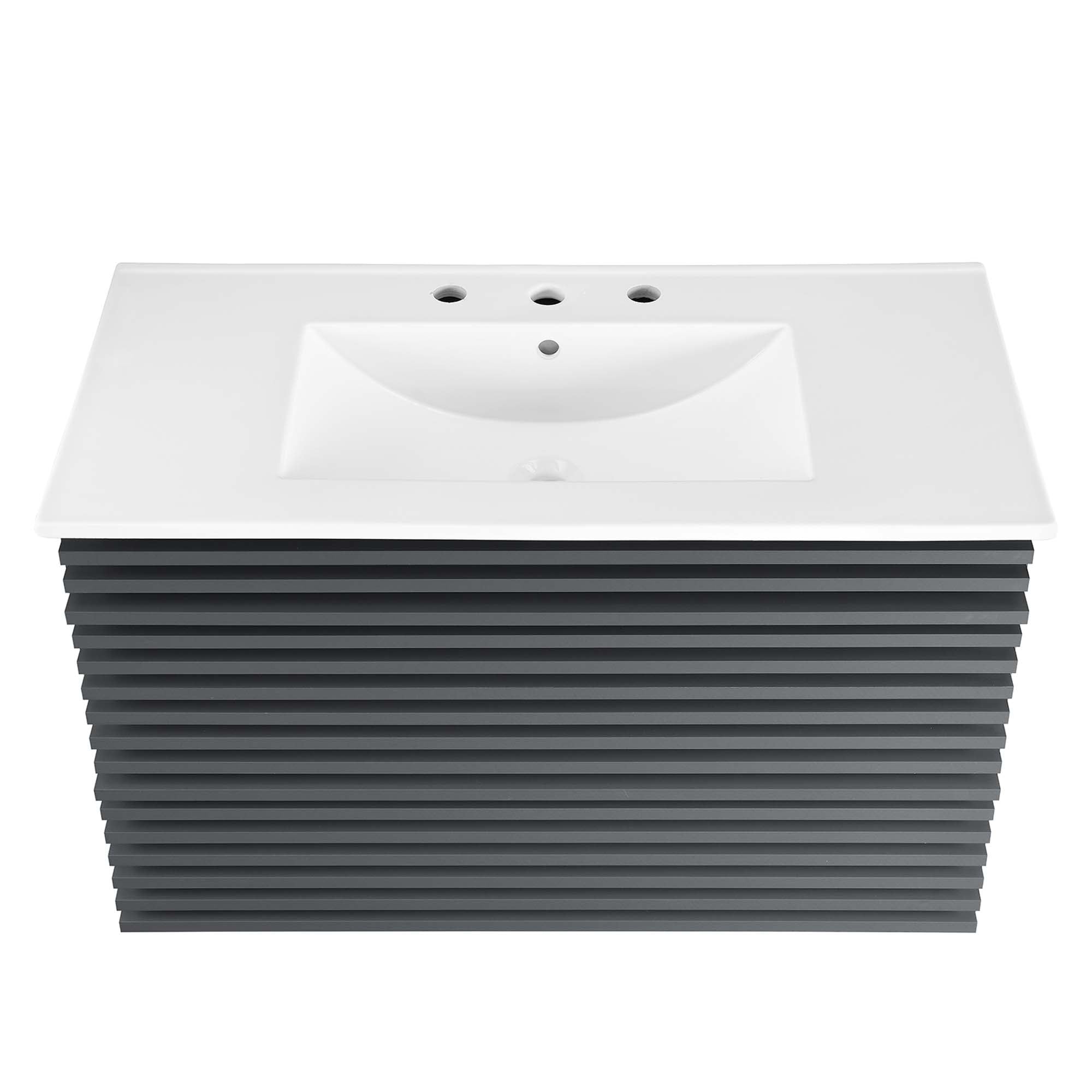 Render Wall-Mount Bathroom Vanity with White Basin Included by Modway