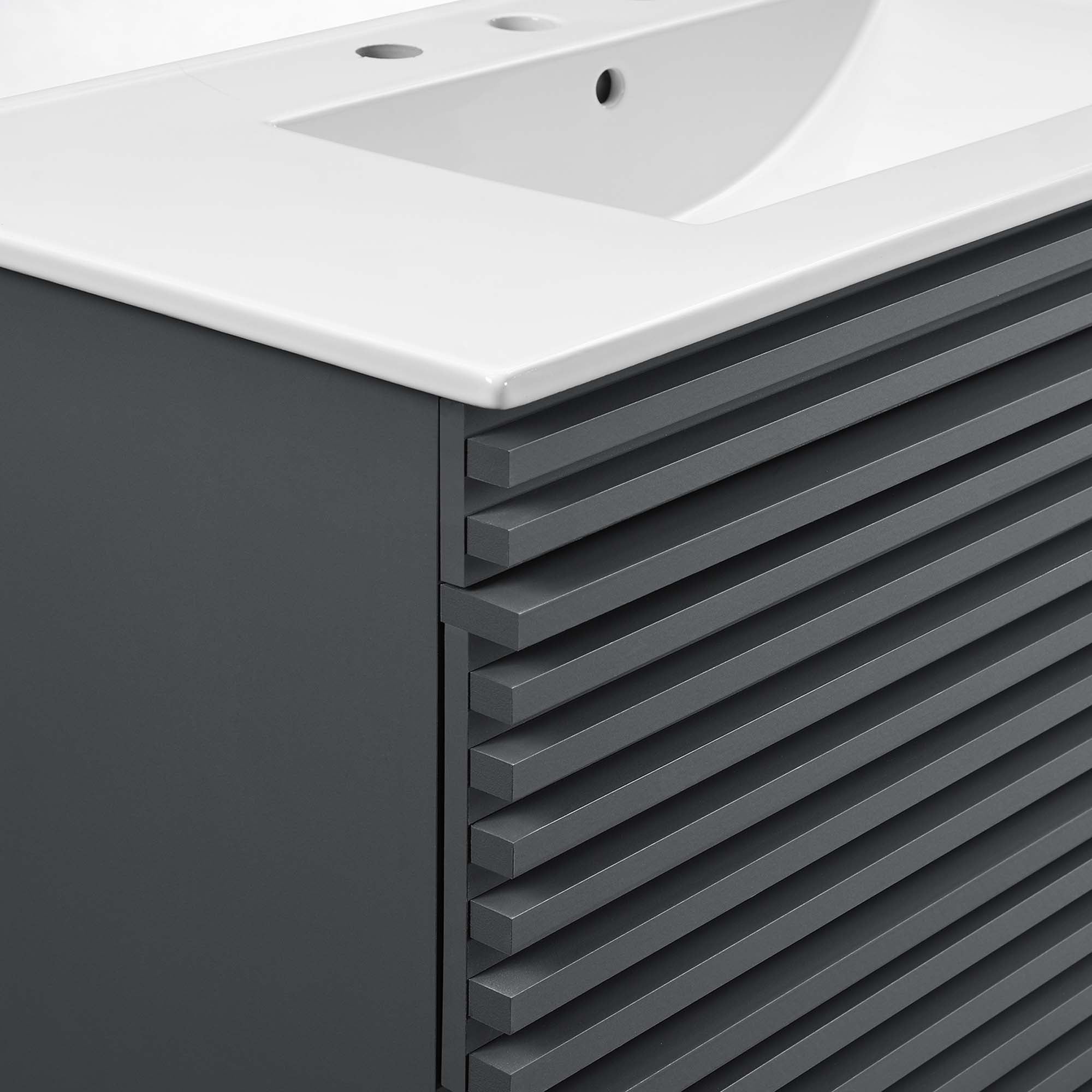 Render Wall-Mount Bathroom Vanity with White Basin Included by Modway