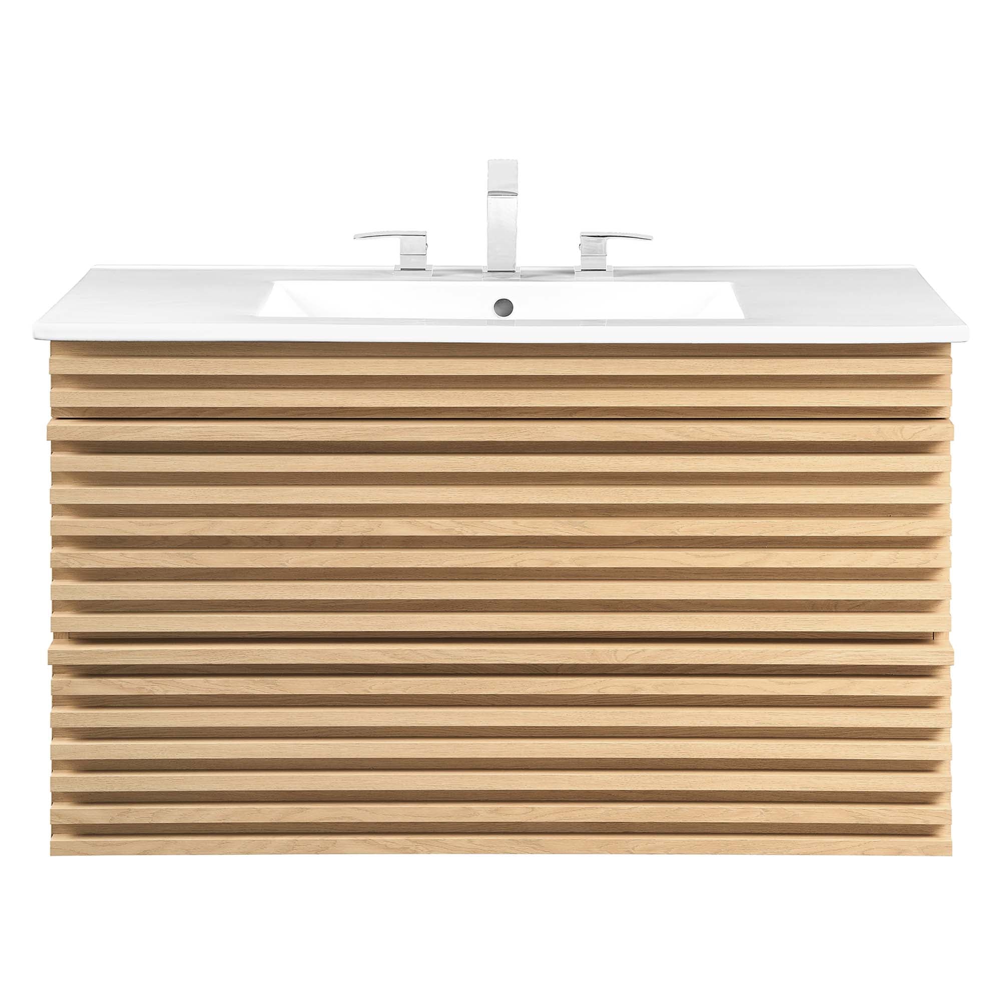 Render Wall-Mount Bathroom Vanity with White Basin Included by Modway