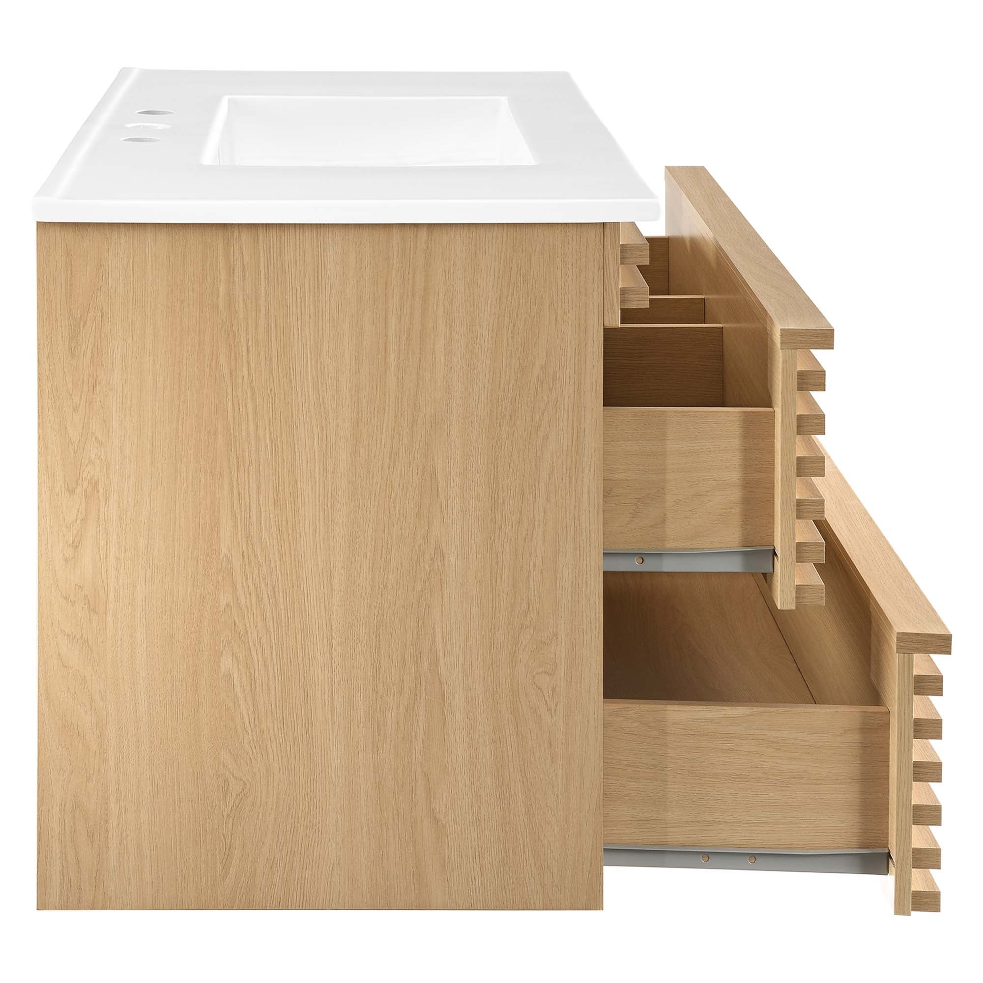 Render Wall-Mount Bathroom Vanity with White Basin Included by Modway