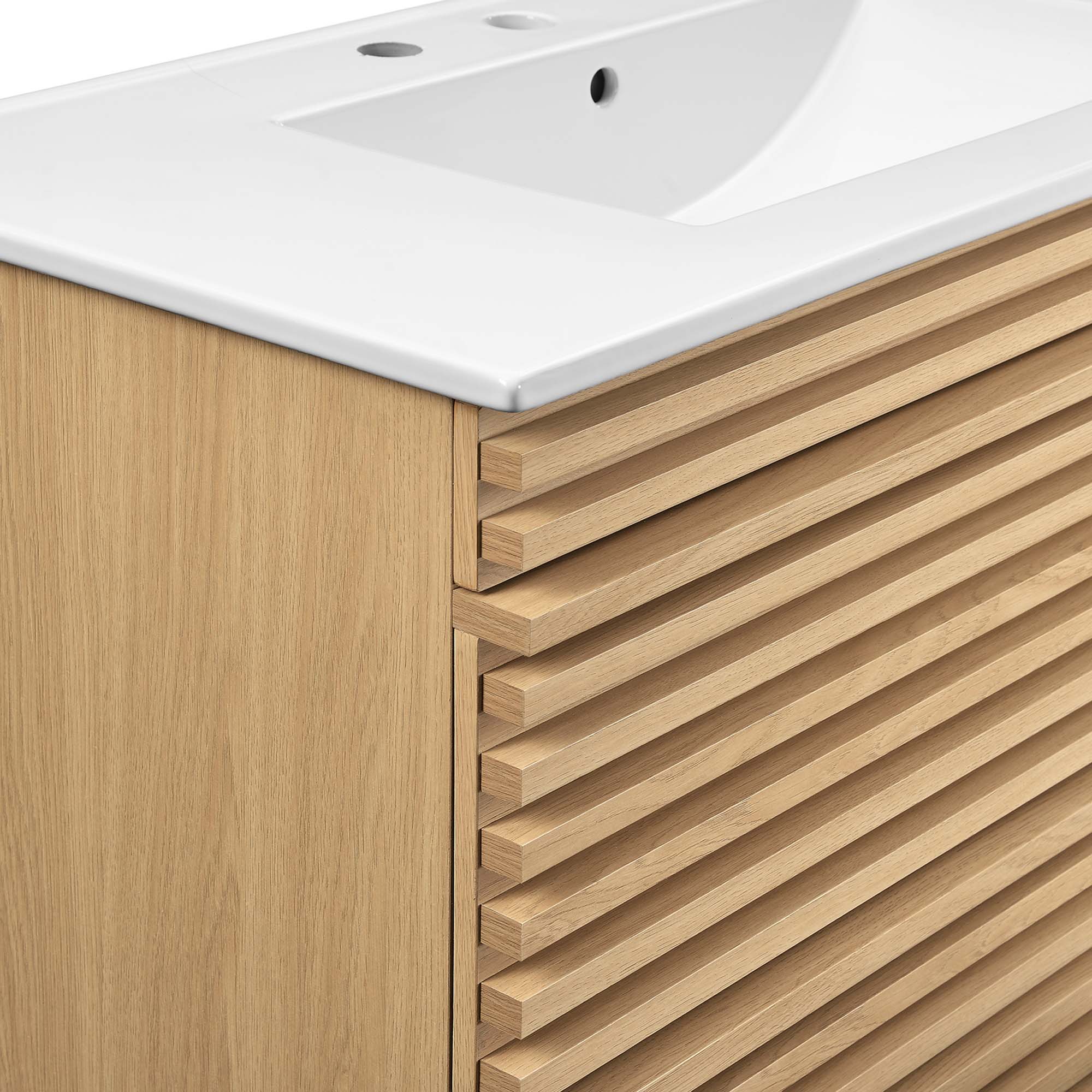 Render Wall-Mount Bathroom Vanity with White Basin Included by Modway