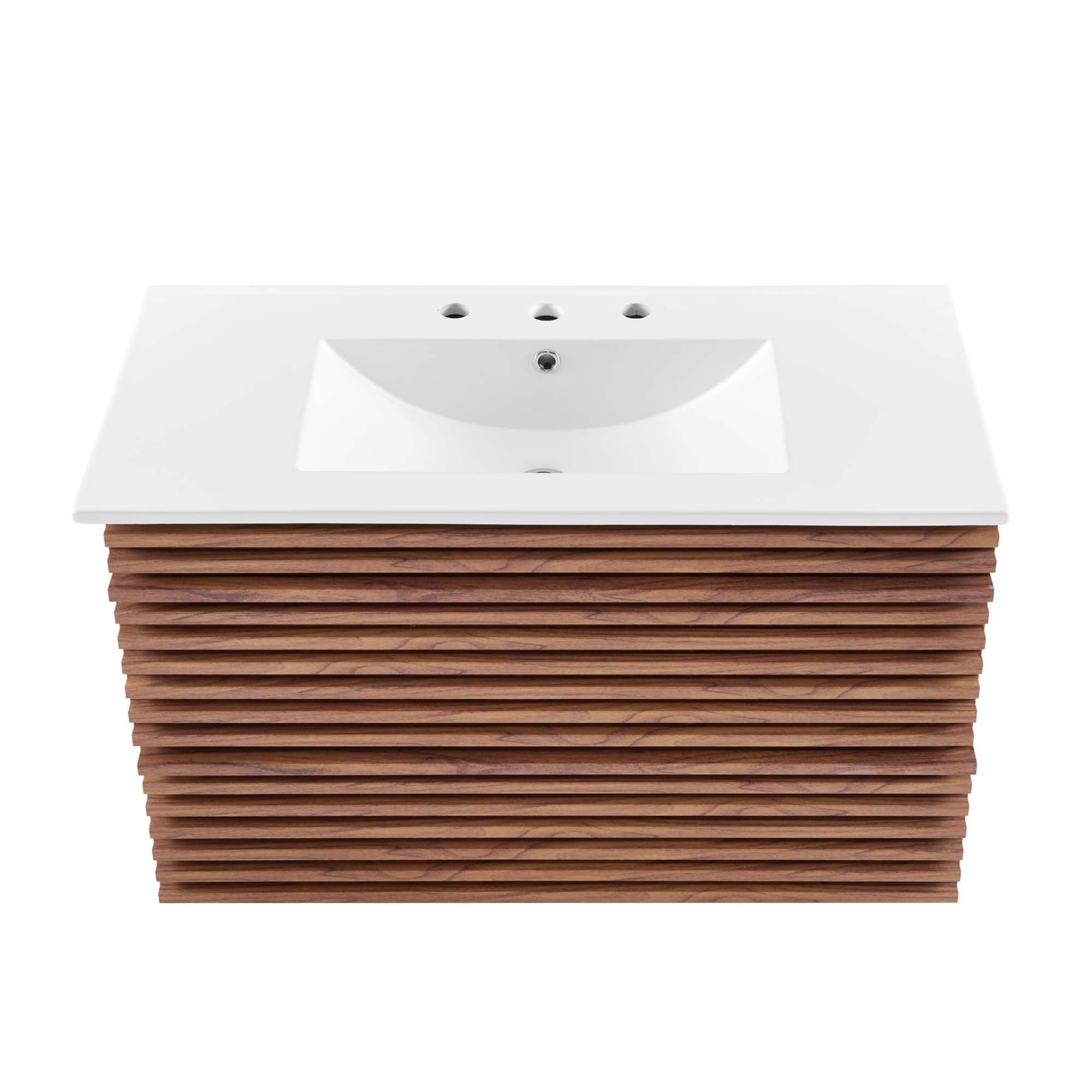 Render Wall-Mount Bathroom Vanity with White Basin Included by Modway