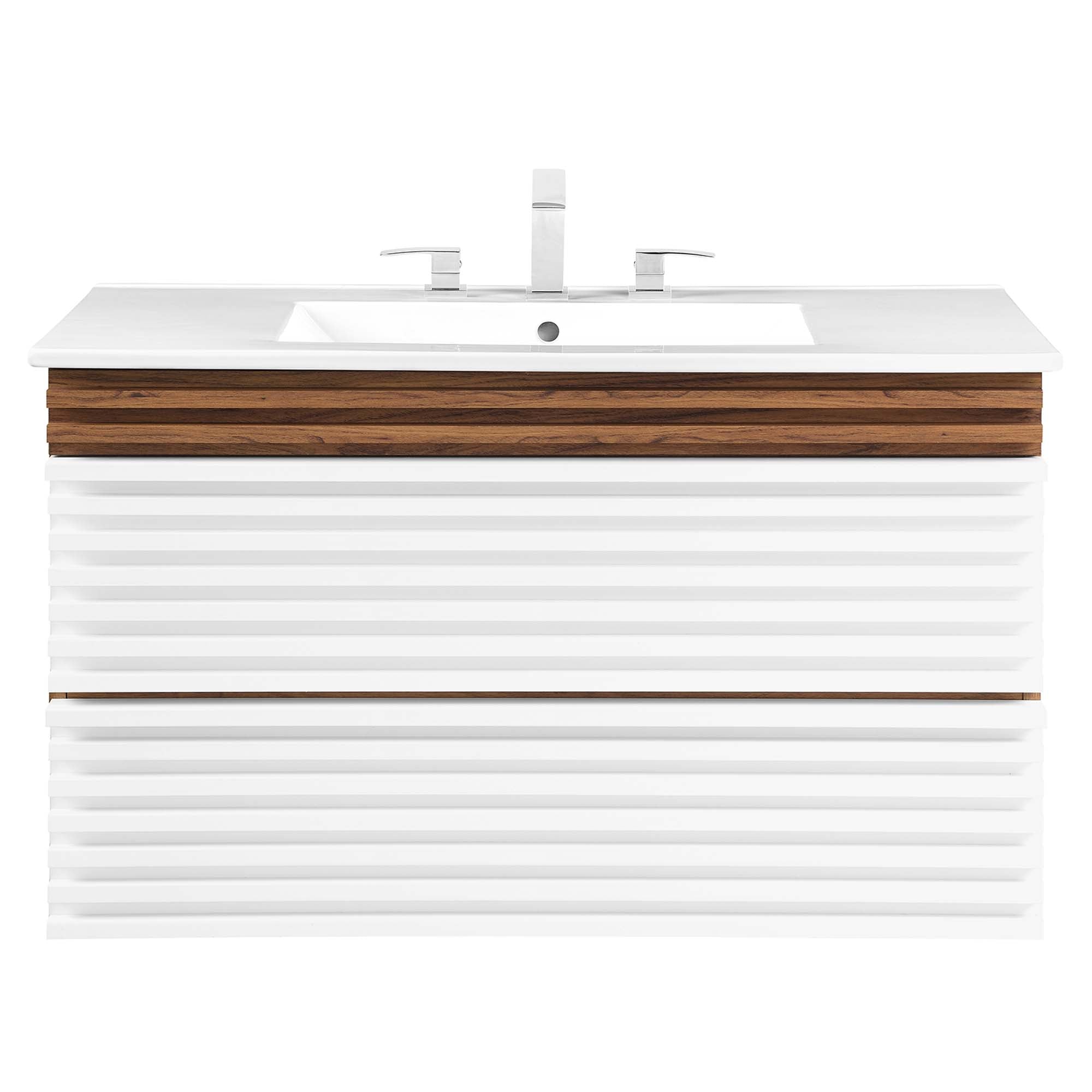 Render Wall-Mount Bathroom Vanity with White Basin Included by Modway