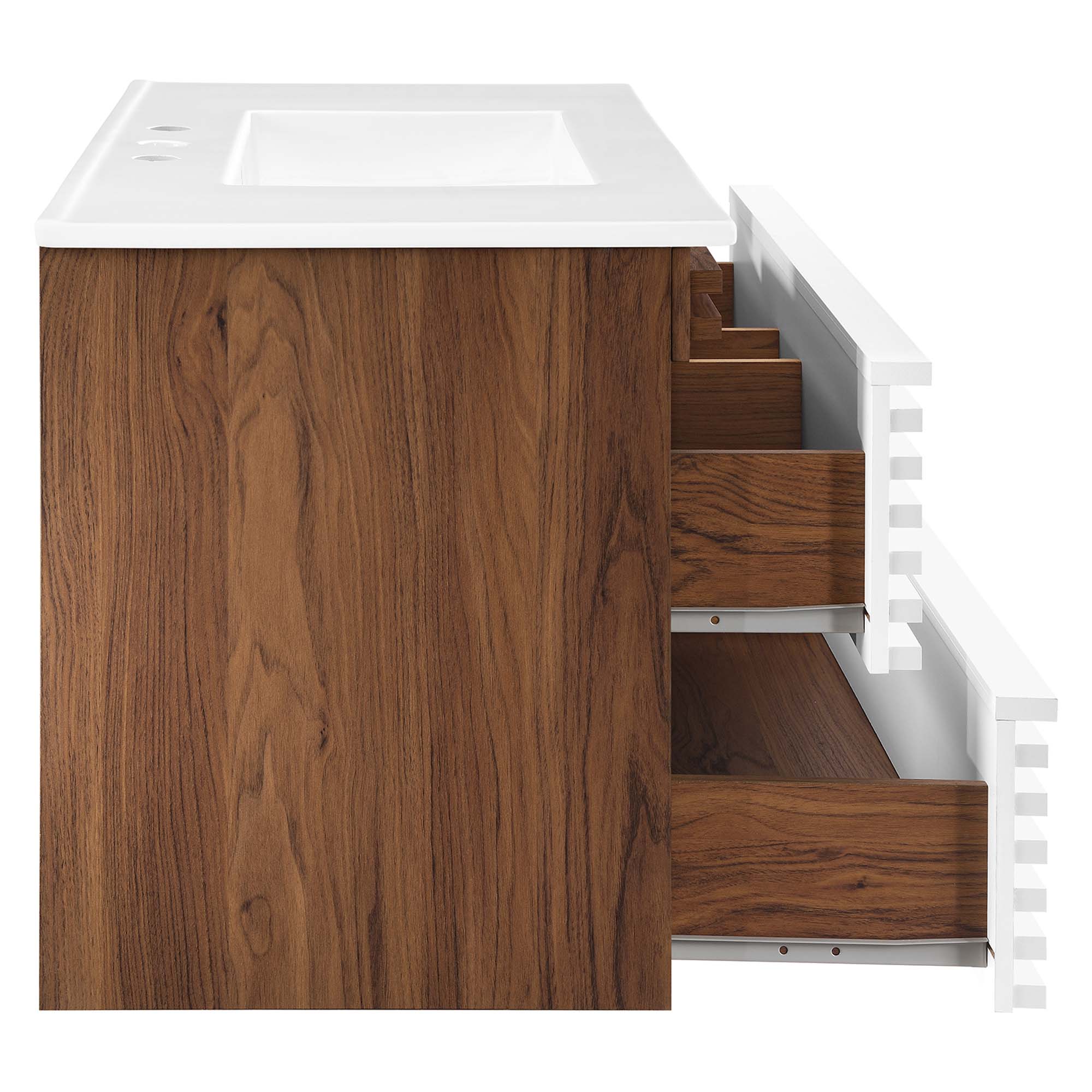 Render Wall-Mount Bathroom Vanity with White Basin Included by Modway