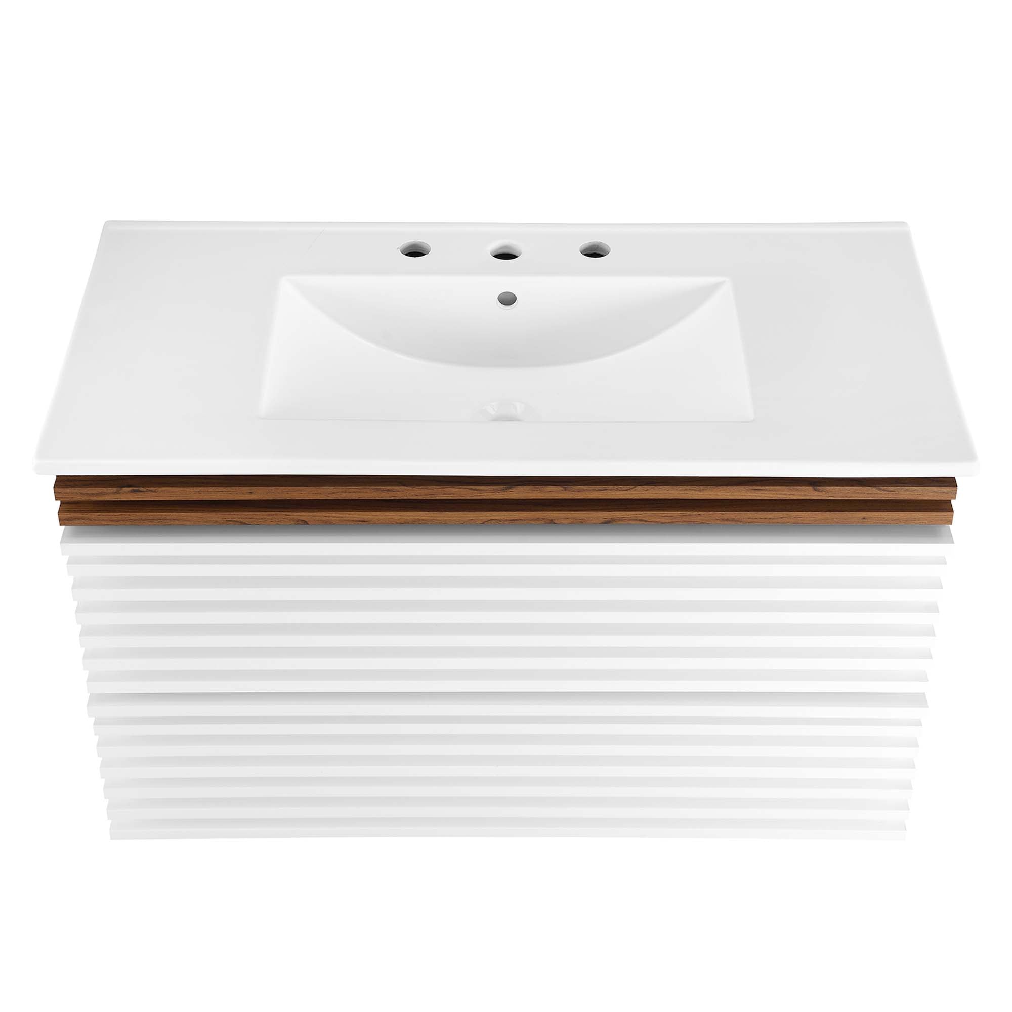 Render Wall-Mount Bathroom Vanity with White Basin Included by Modway