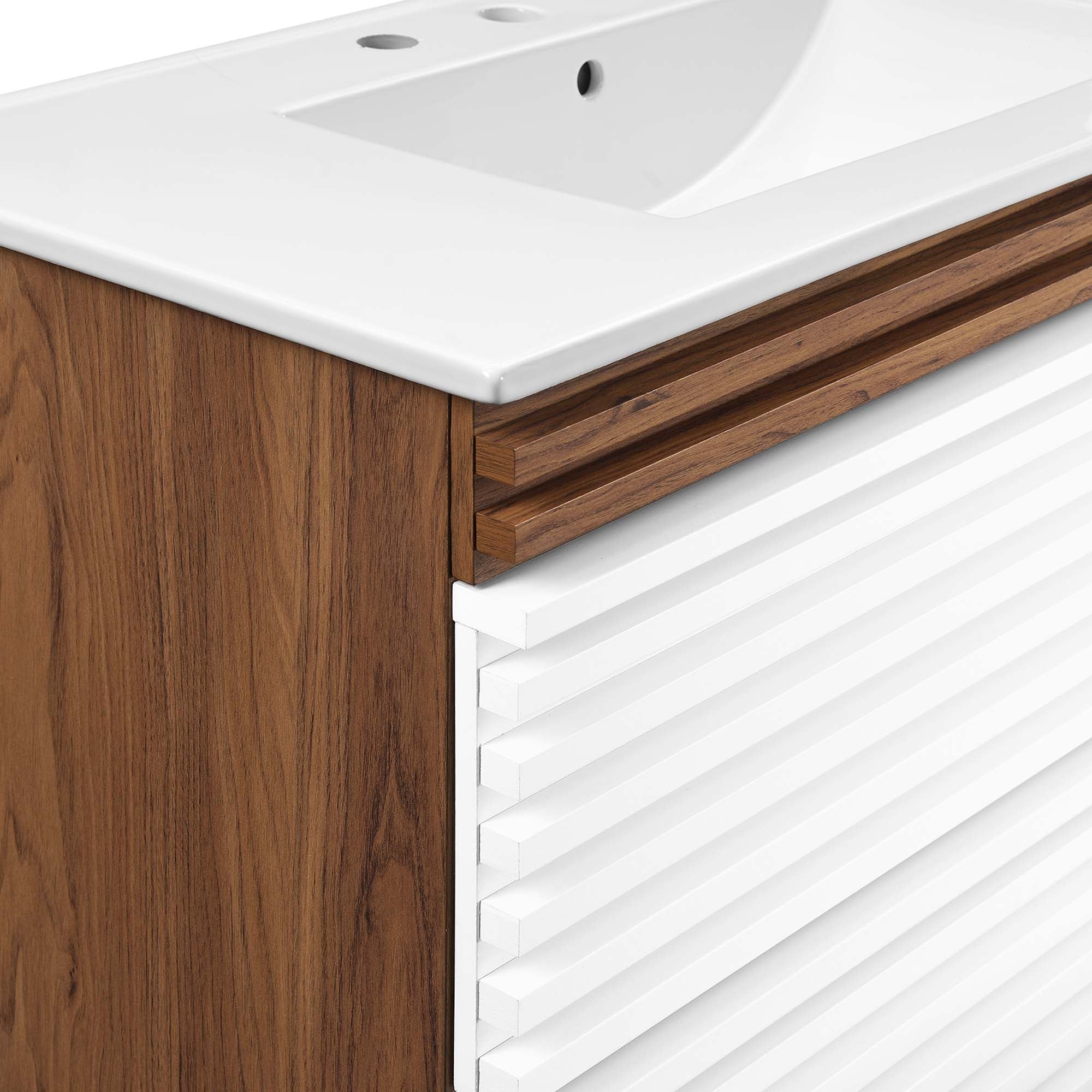 Render Wall-Mount Bathroom Vanity with White Basin Included by Modway