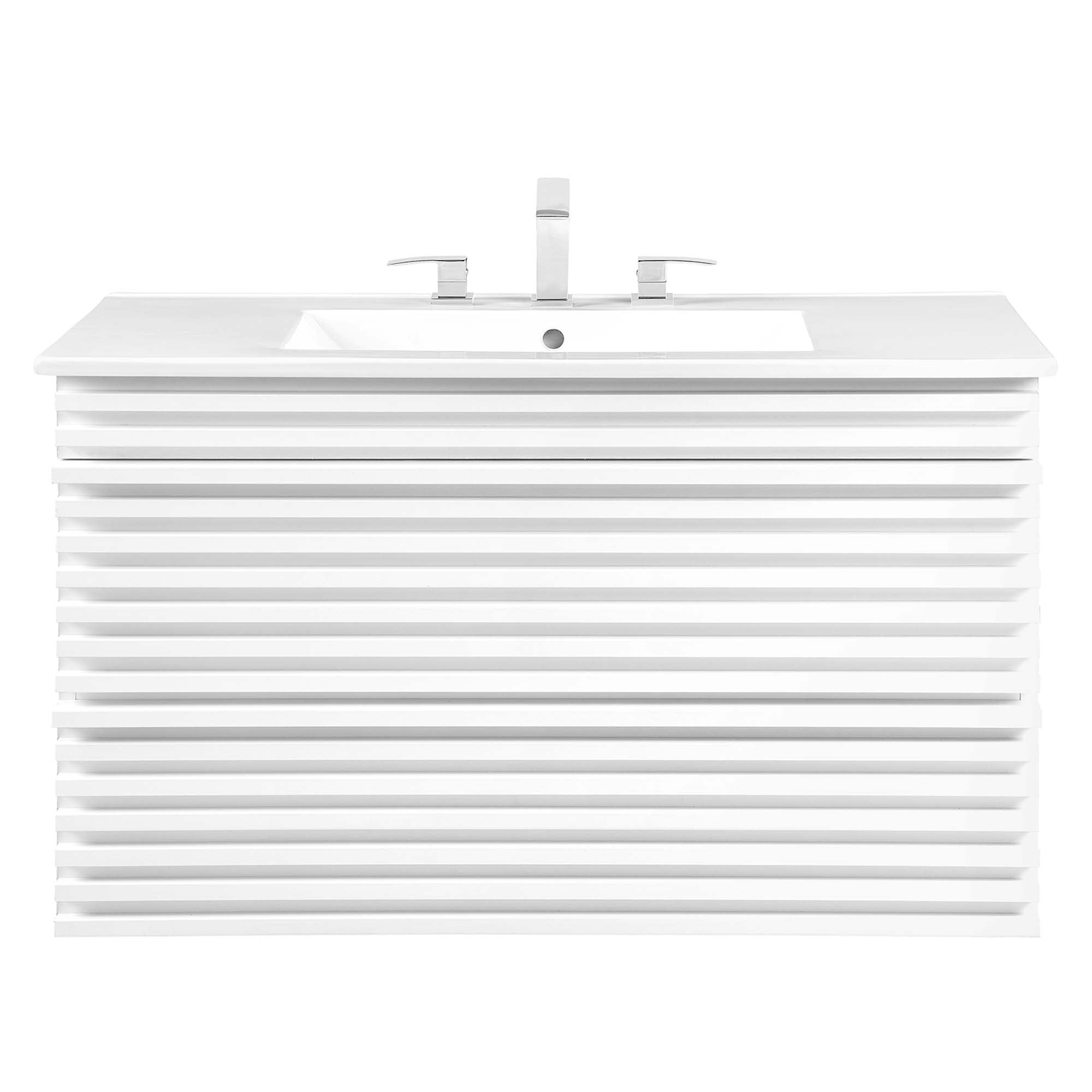 Render Wall-Mount Bathroom Vanity with White Basin Included by Modway