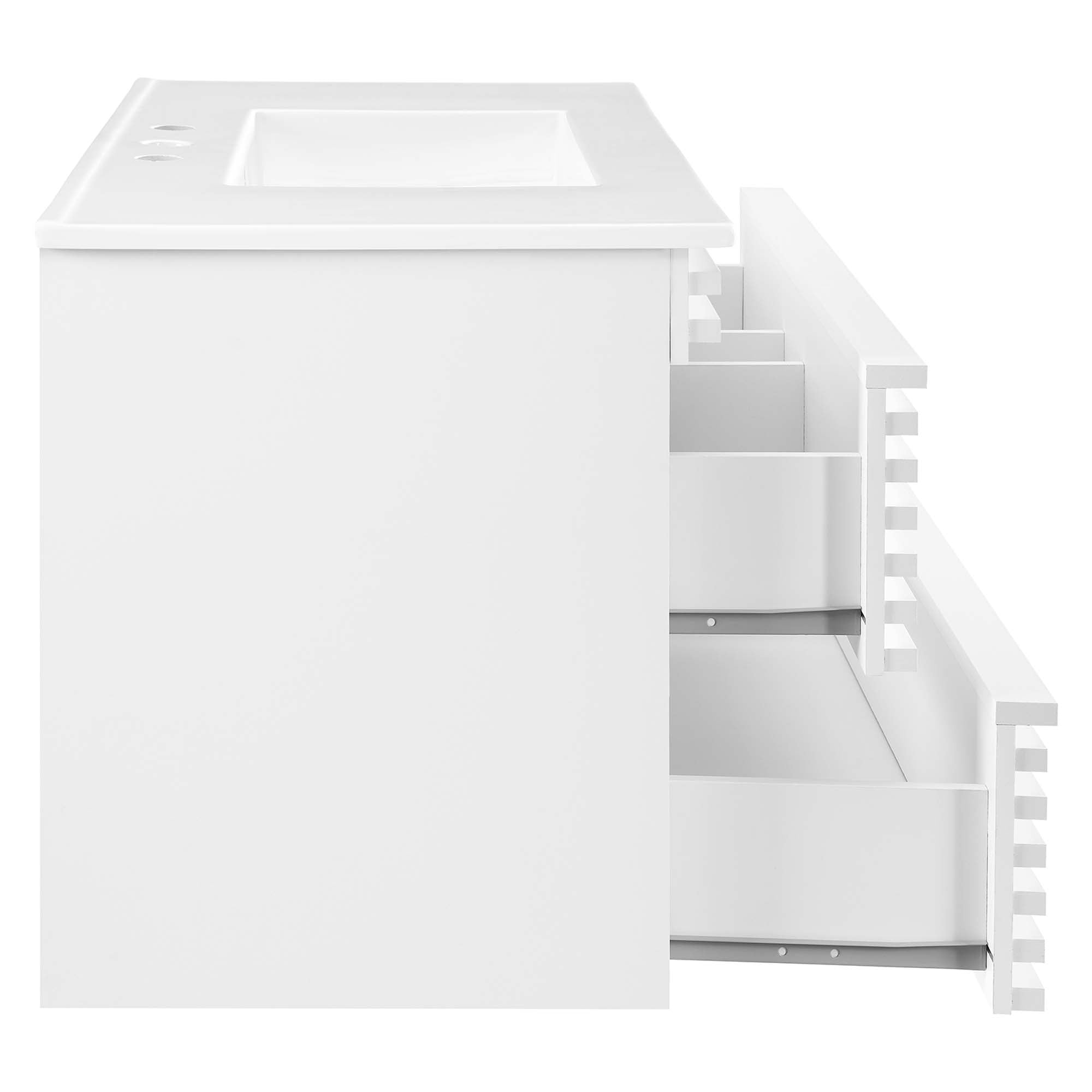 Render Wall-Mount Bathroom Vanity with White Basin Included by Modway