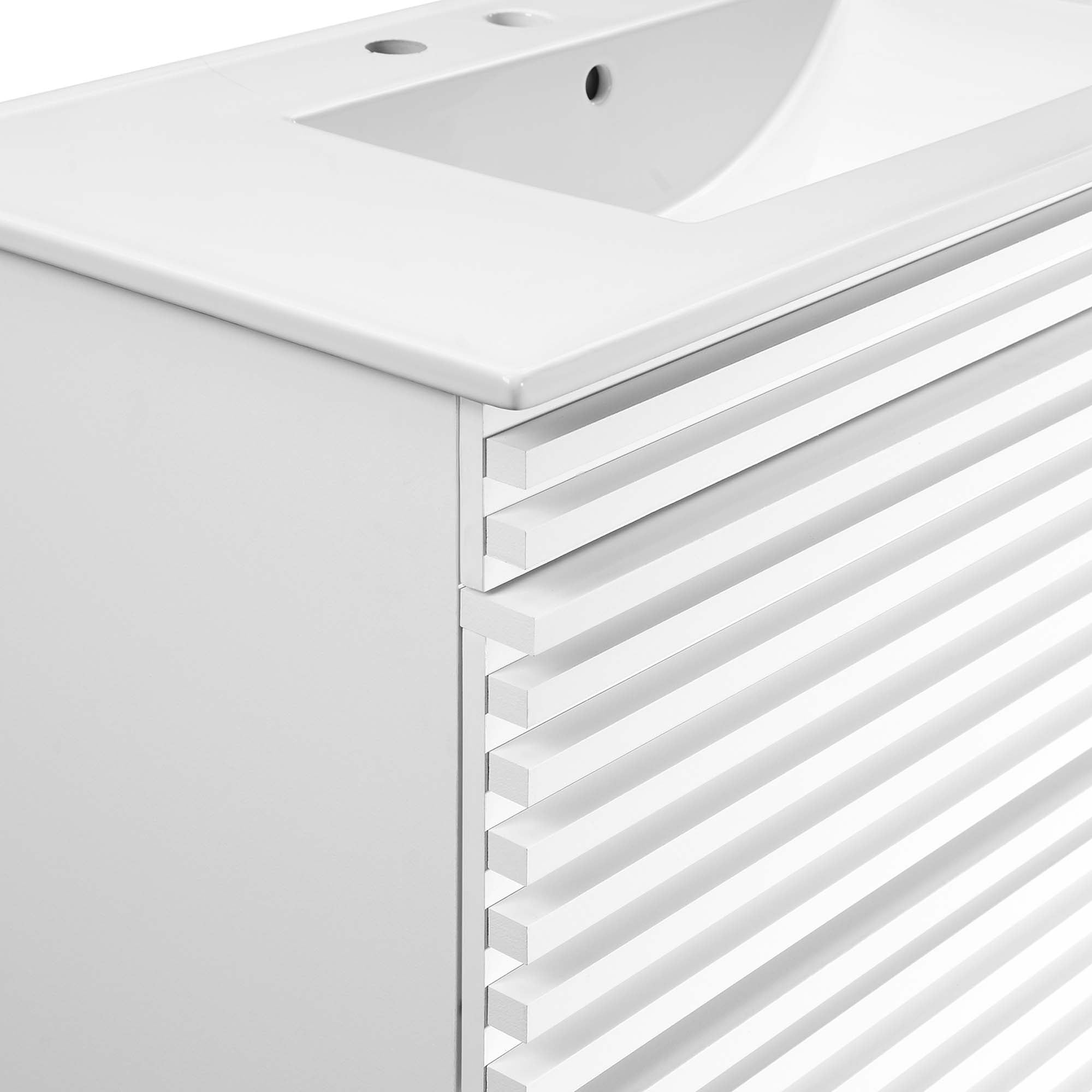 Render Wall-Mount Bathroom Vanity with White Basin Included by Modway