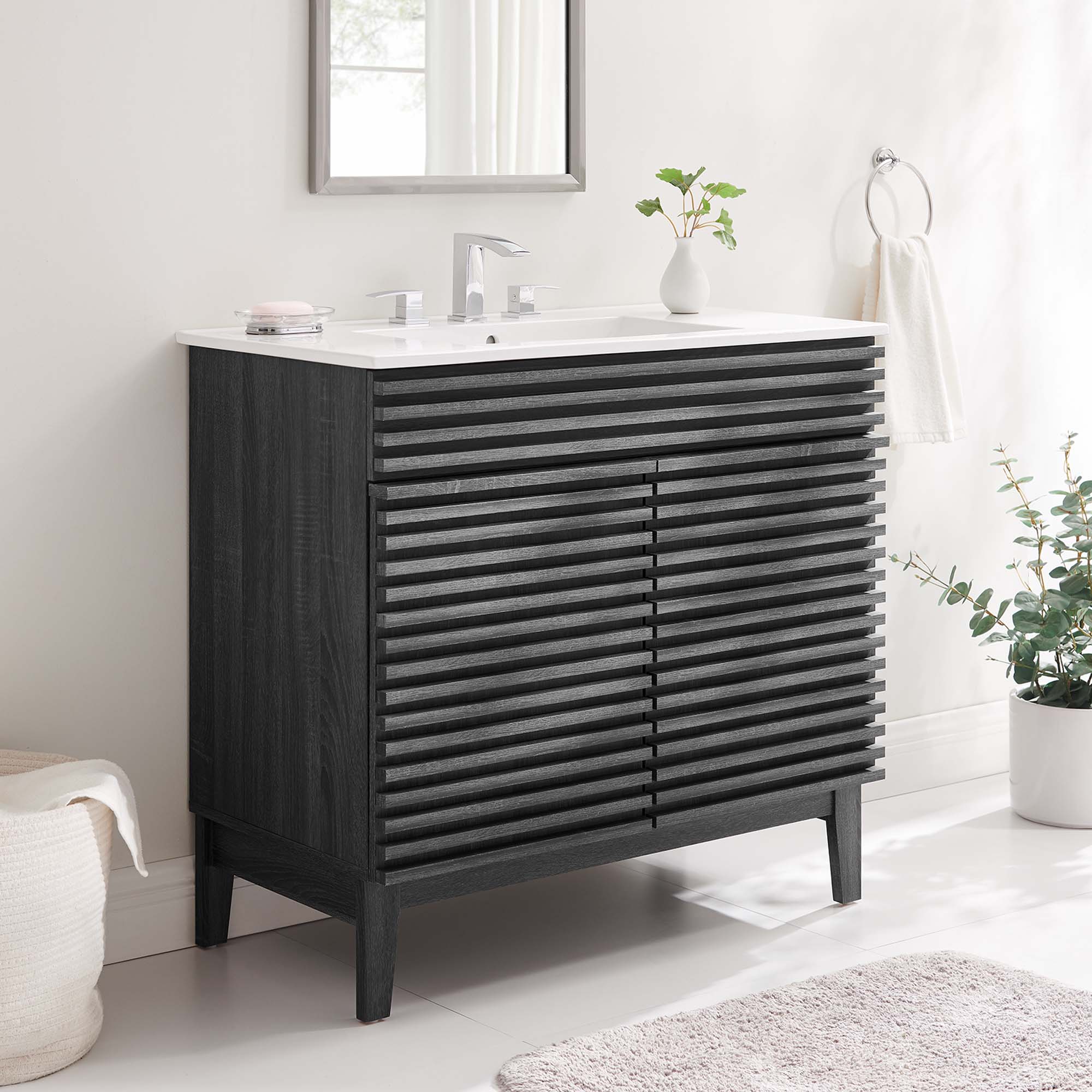 Render 30" and 36" Bathroom Vanities with White Basin Included by Modway