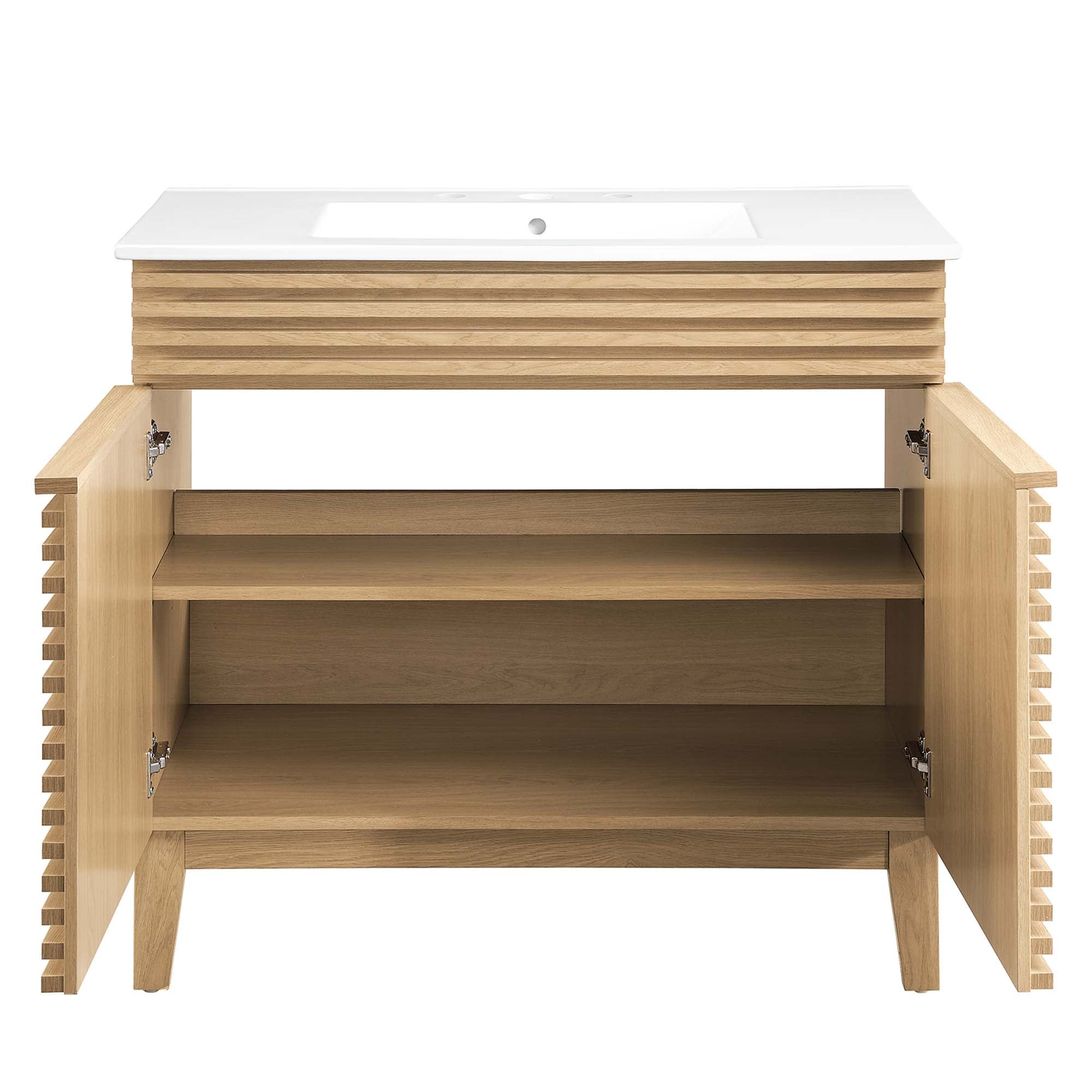 Render 30" and 36" Bathroom Vanities with White Basin Included by Modway