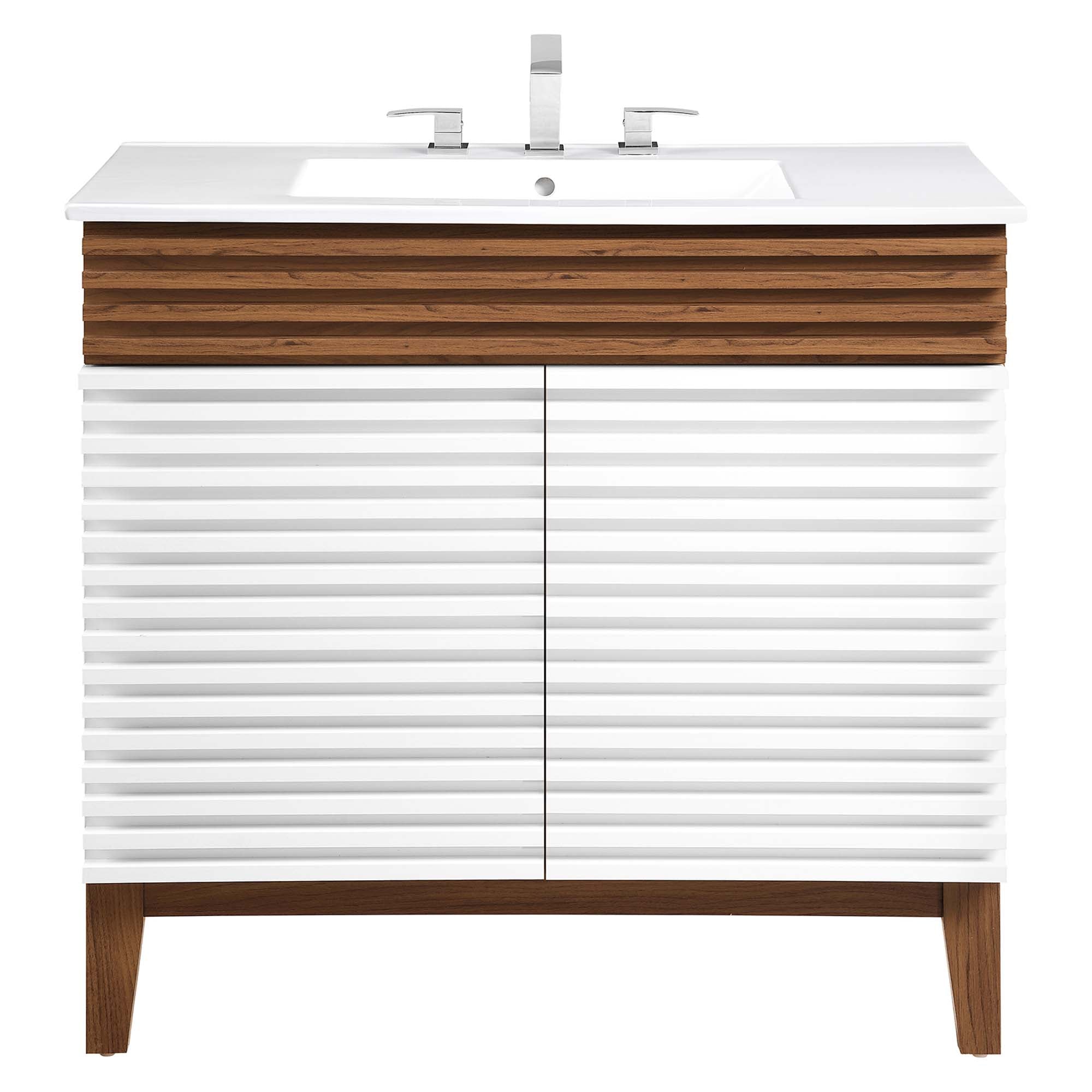 Render 30" and 36" Bathroom Vanities with White Basin Included by Modway
