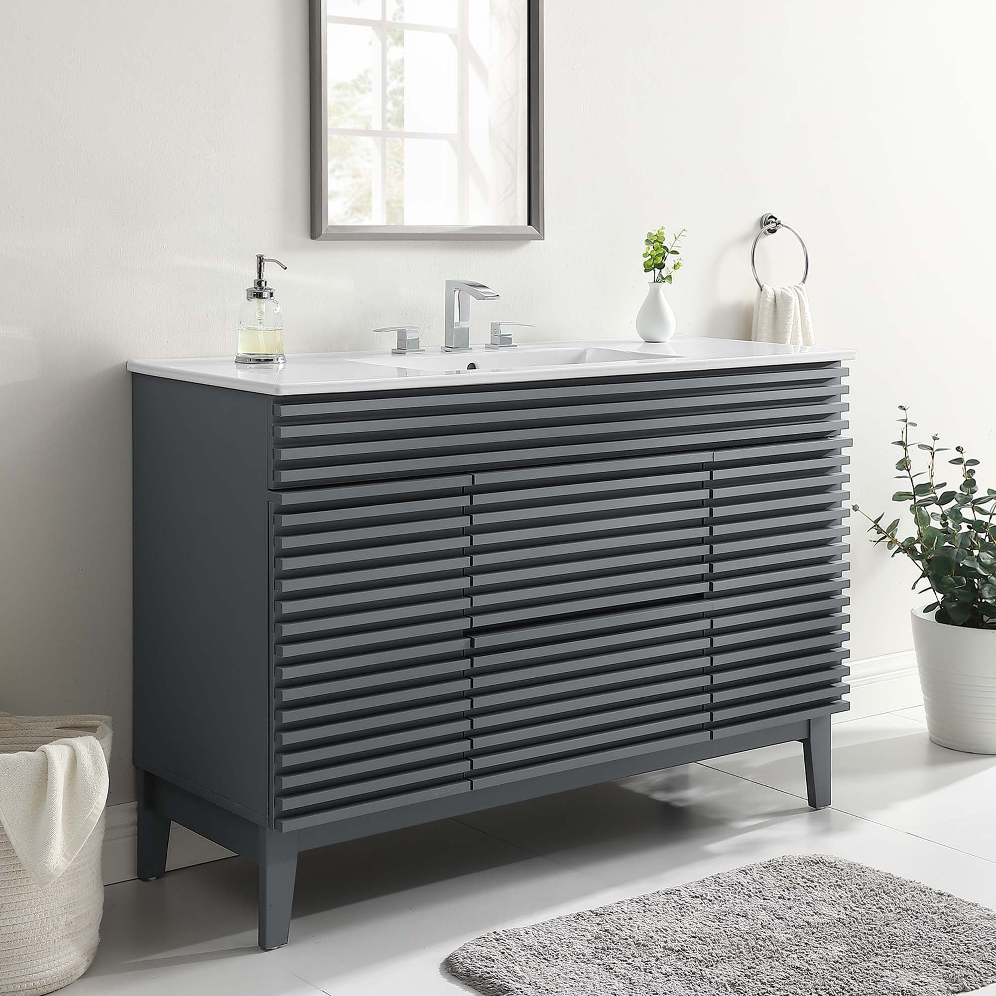 Render 48" Bathroom Vanity with White Basin Included by Modway