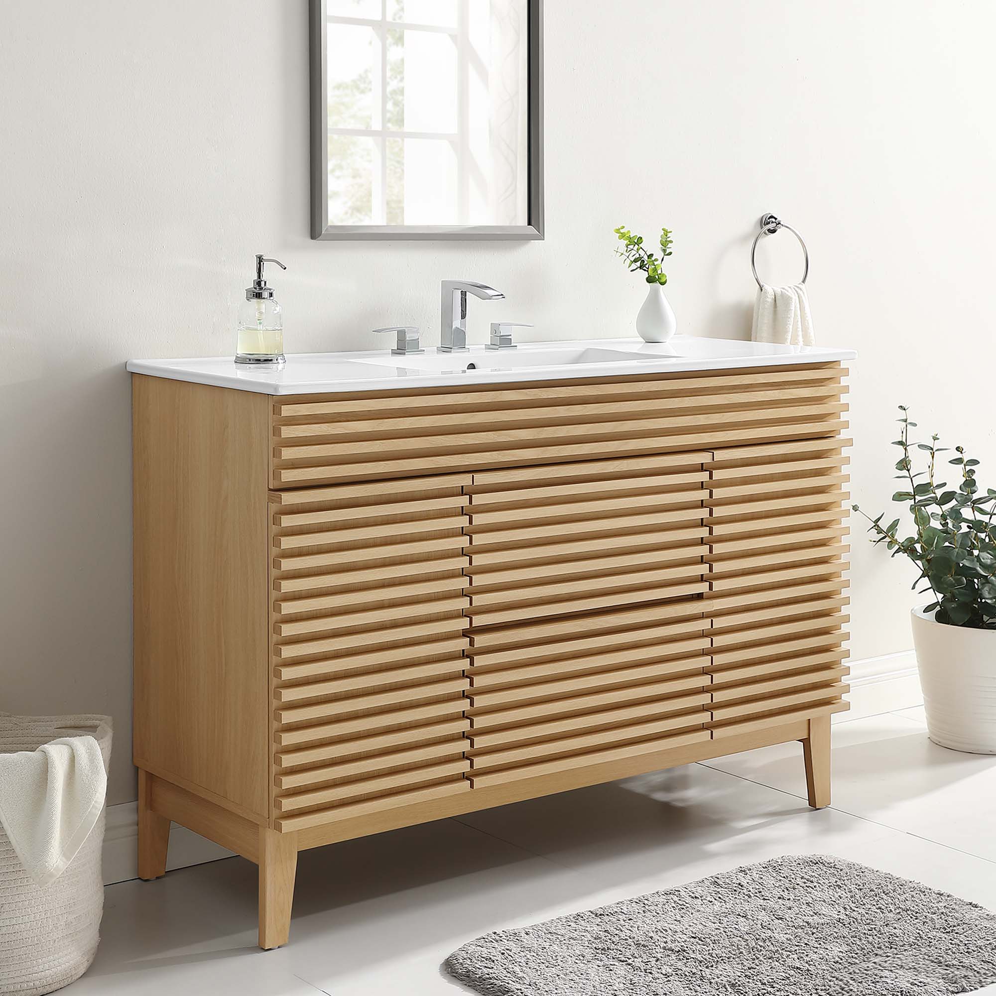Render 48" Bathroom Vanity with White Basin Included by Modway