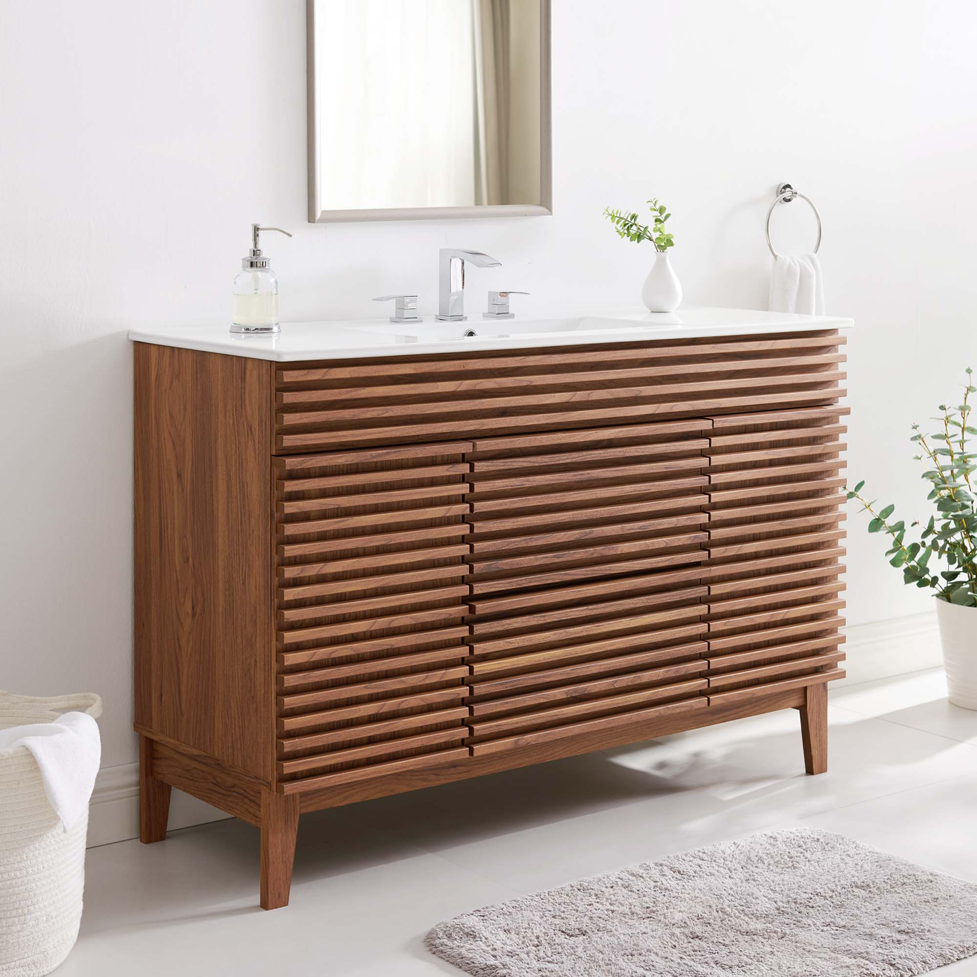 Render 48" Bathroom Vanity with White Basin Included by Modway
