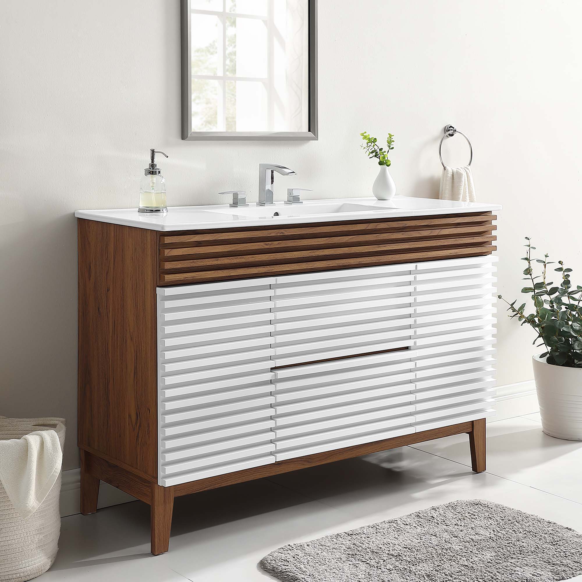 Render 48" Bathroom Vanity with White Basin Included by Modway