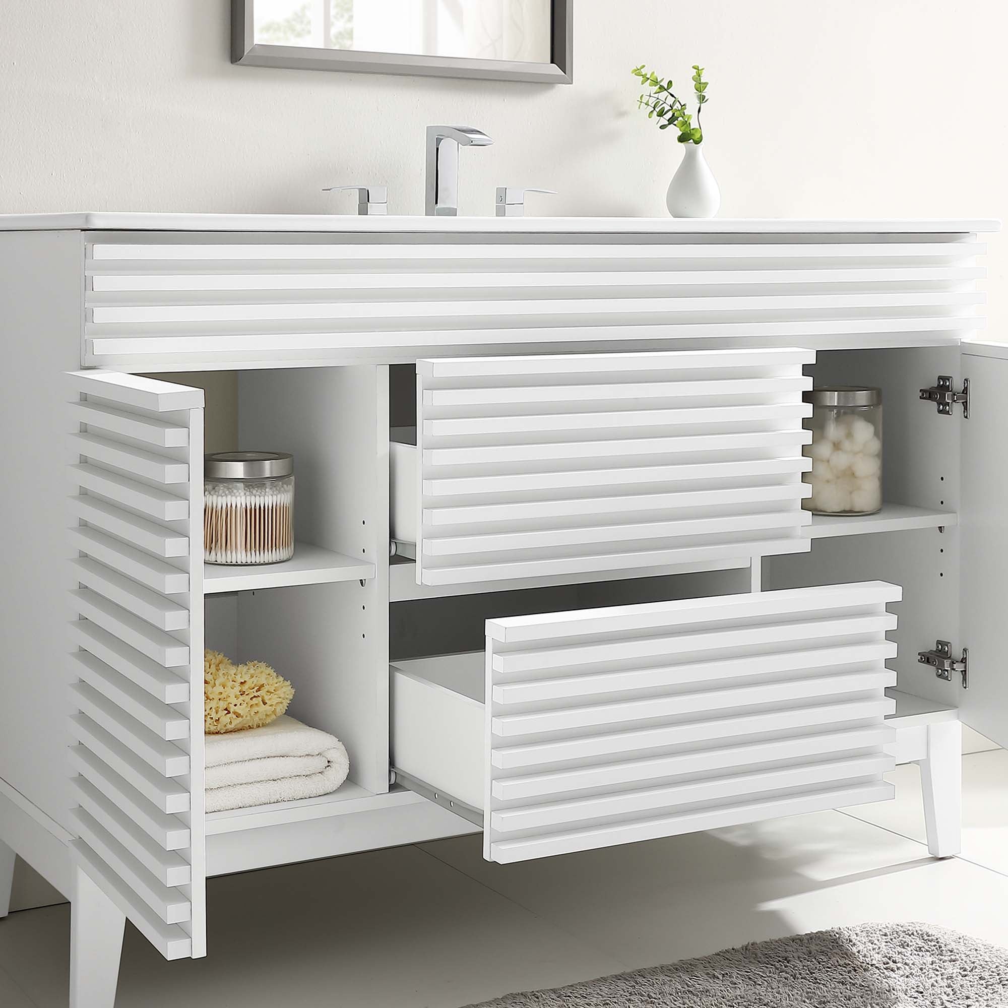 Render 48" Bathroom Vanity with White Basin Included by Modway