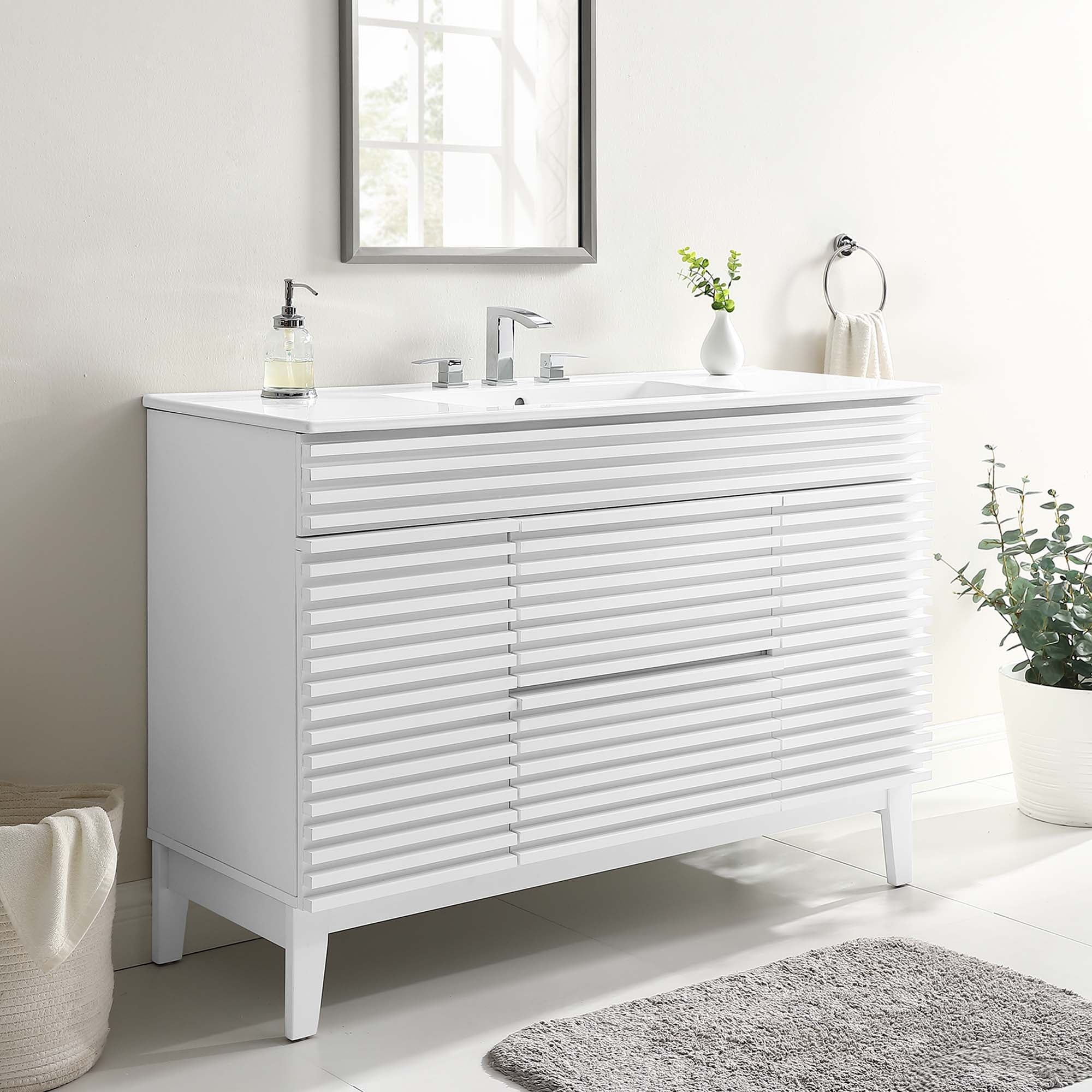 Render 48" Bathroom Vanity with White Basin Included by Modway