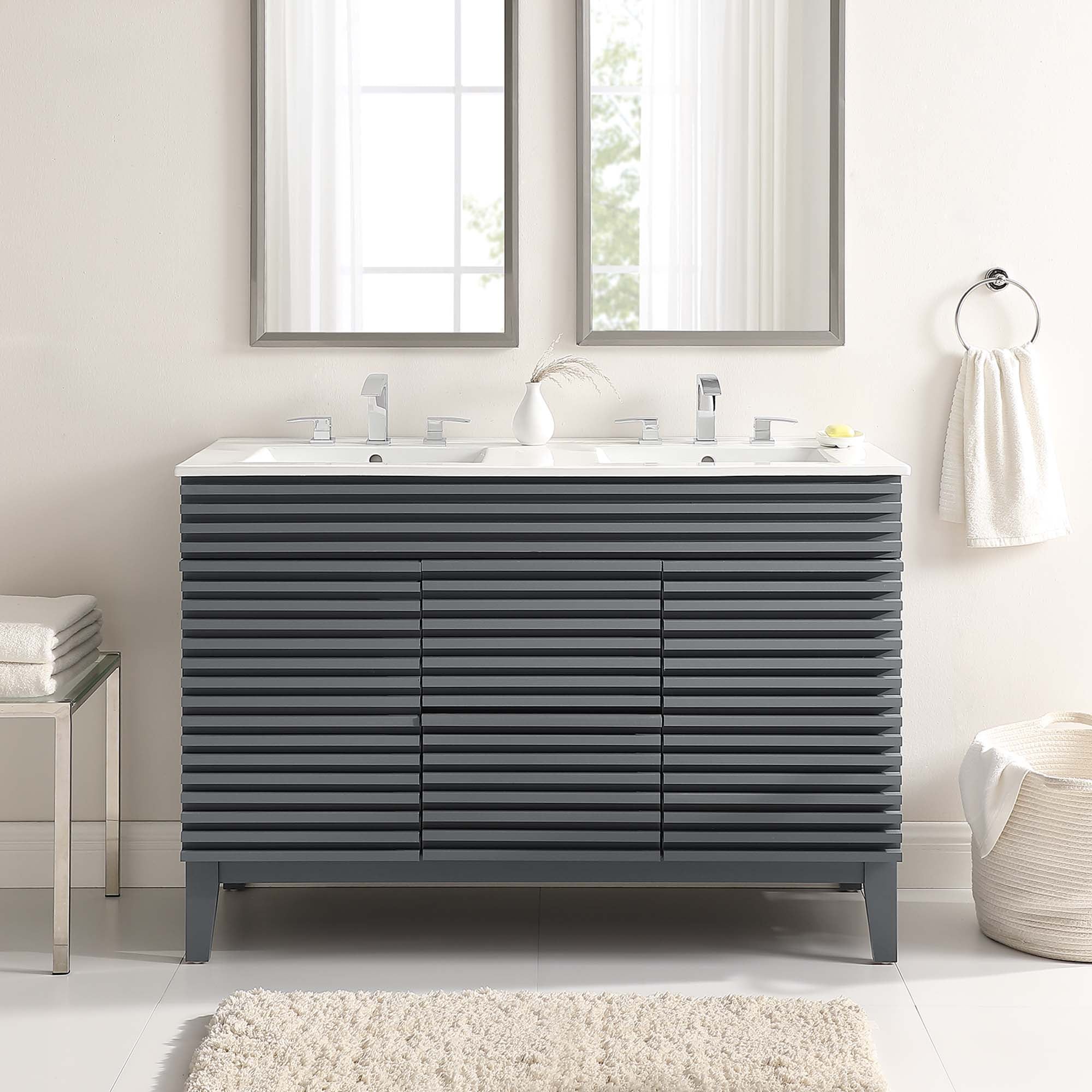 Render 48" Bathroom Vanity with White Basin Included by Modway