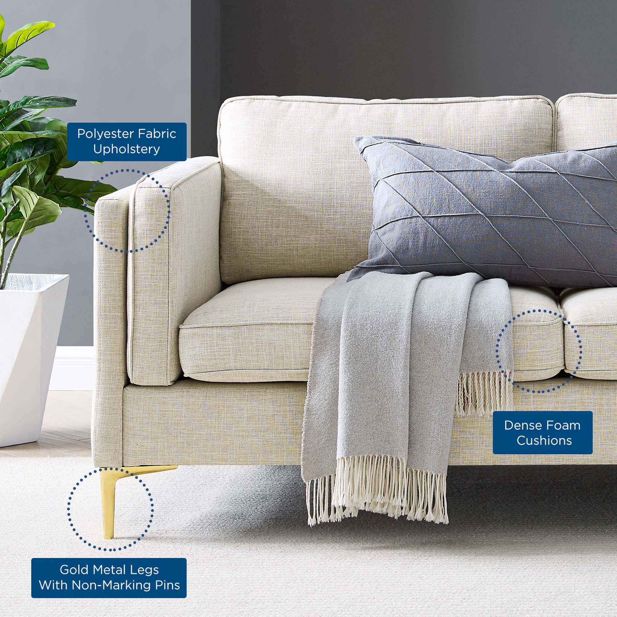 Kaiya Fabric Sofa by Modway
