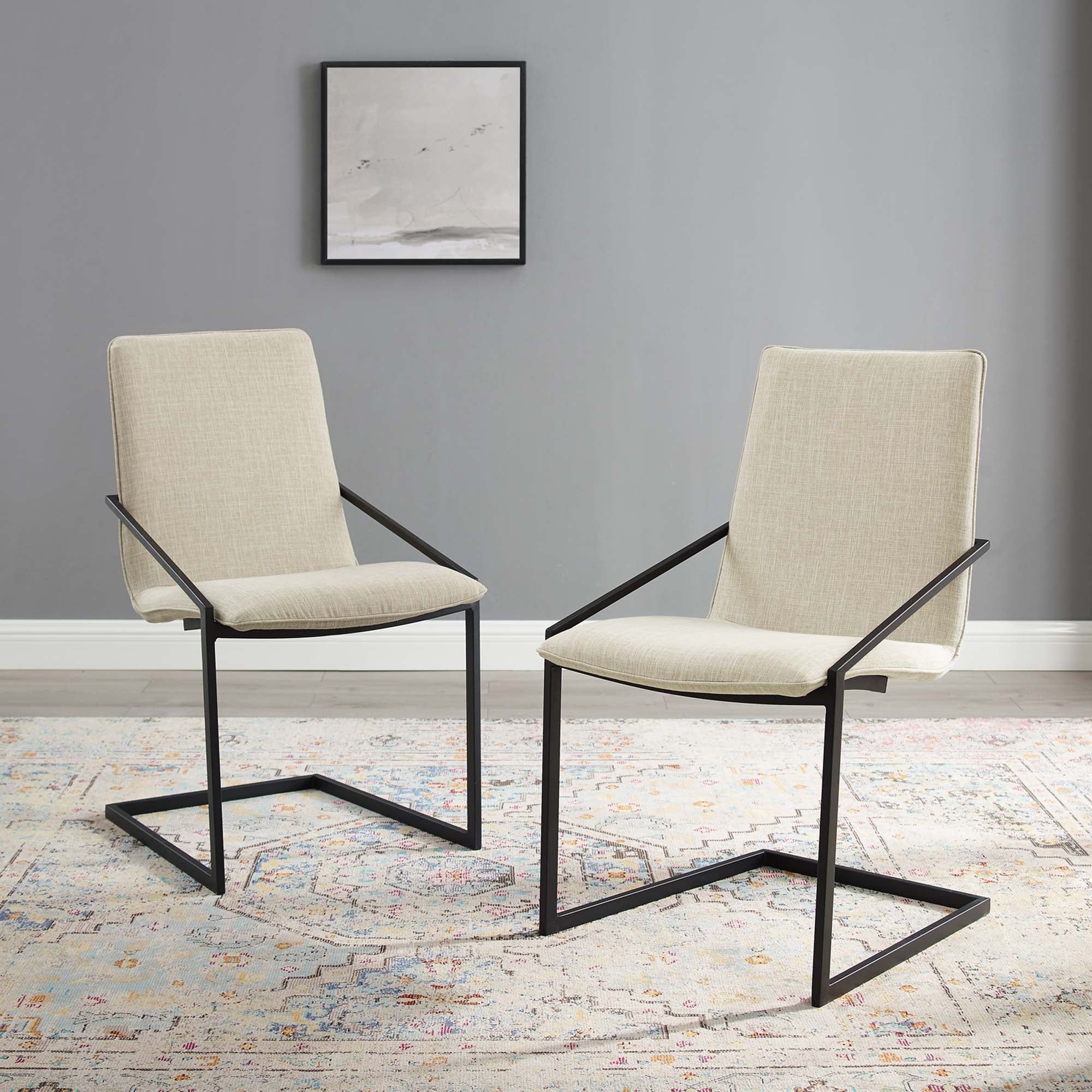 Pitch Dining Armchair Upholstered Fabric Set of 2 by Modway