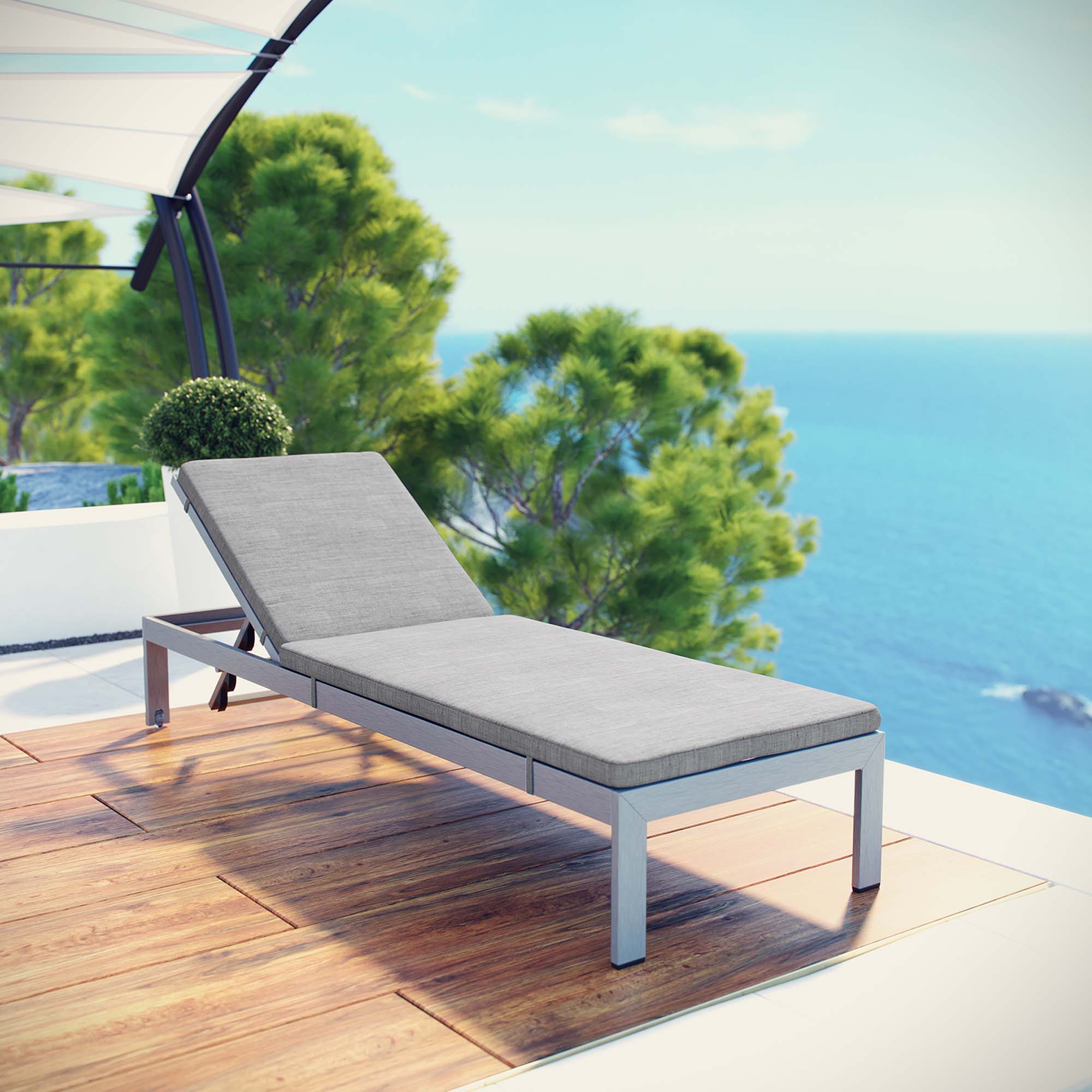Shore Outdoor Patio Aluminum Chaise with Cushions by Modway