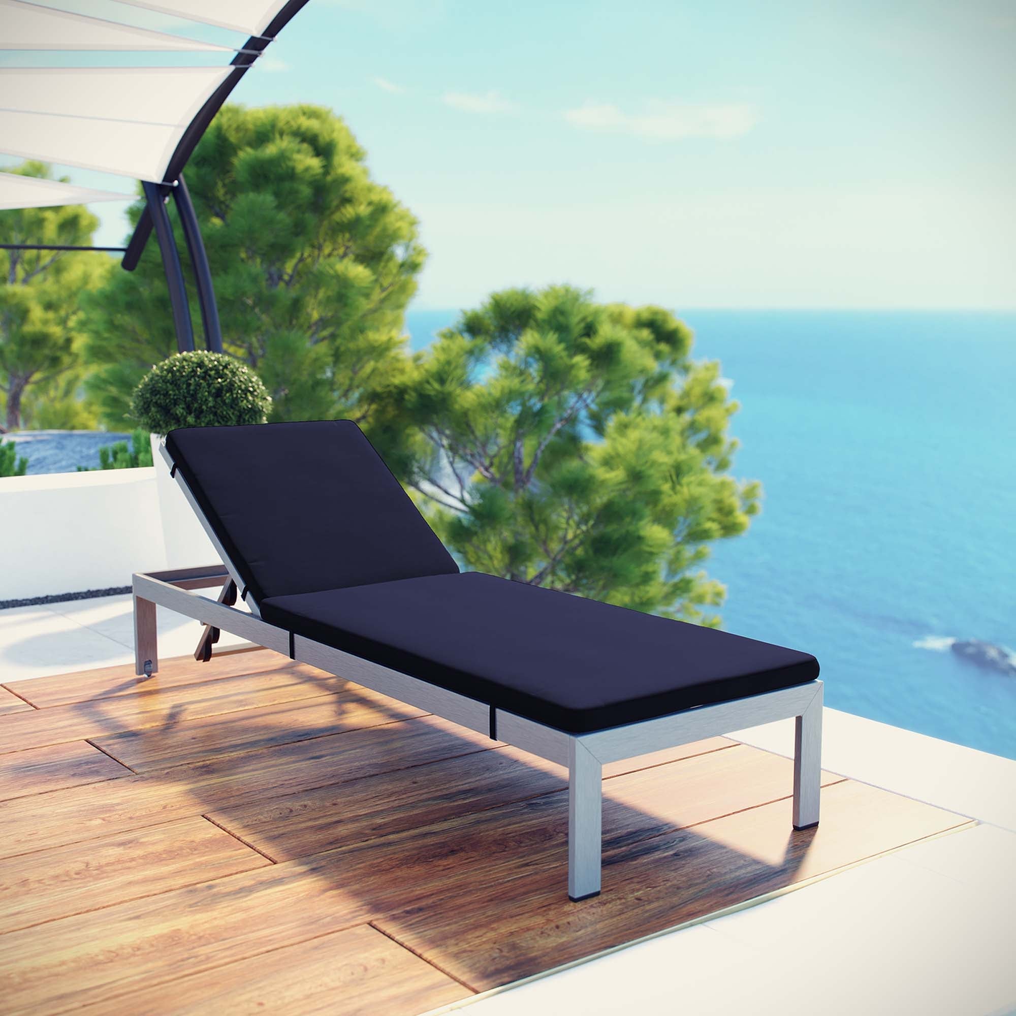 Shore Outdoor Patio Aluminum Chaise with Cushions by Modway