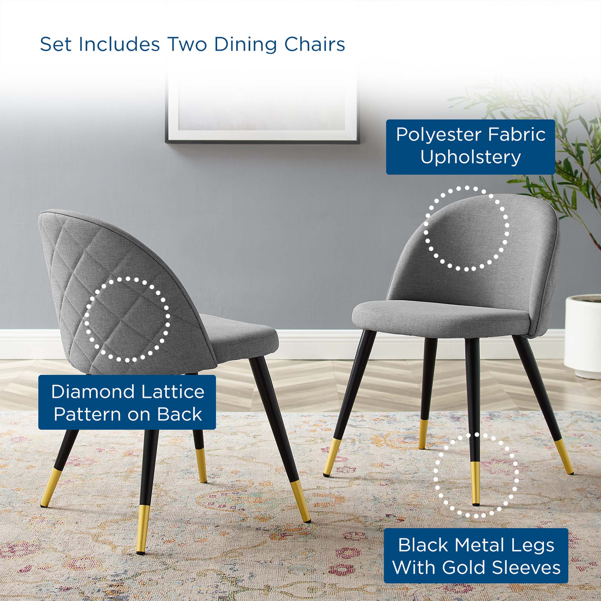Cordial Upholstered Fabric Dining Chairs - Set of 2 by Modway