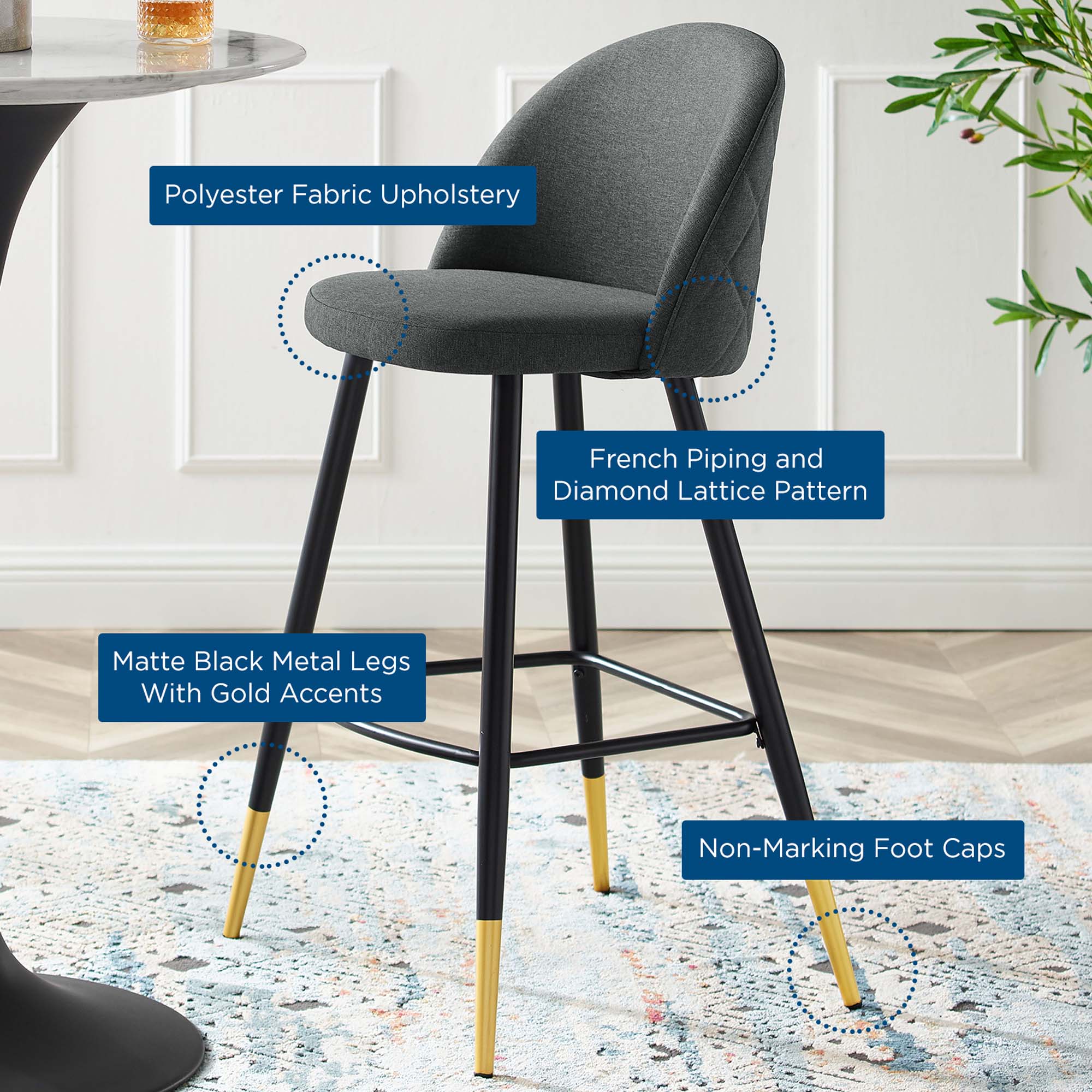 Cordial Fabric Bar Stools - Set of 2 by Modway