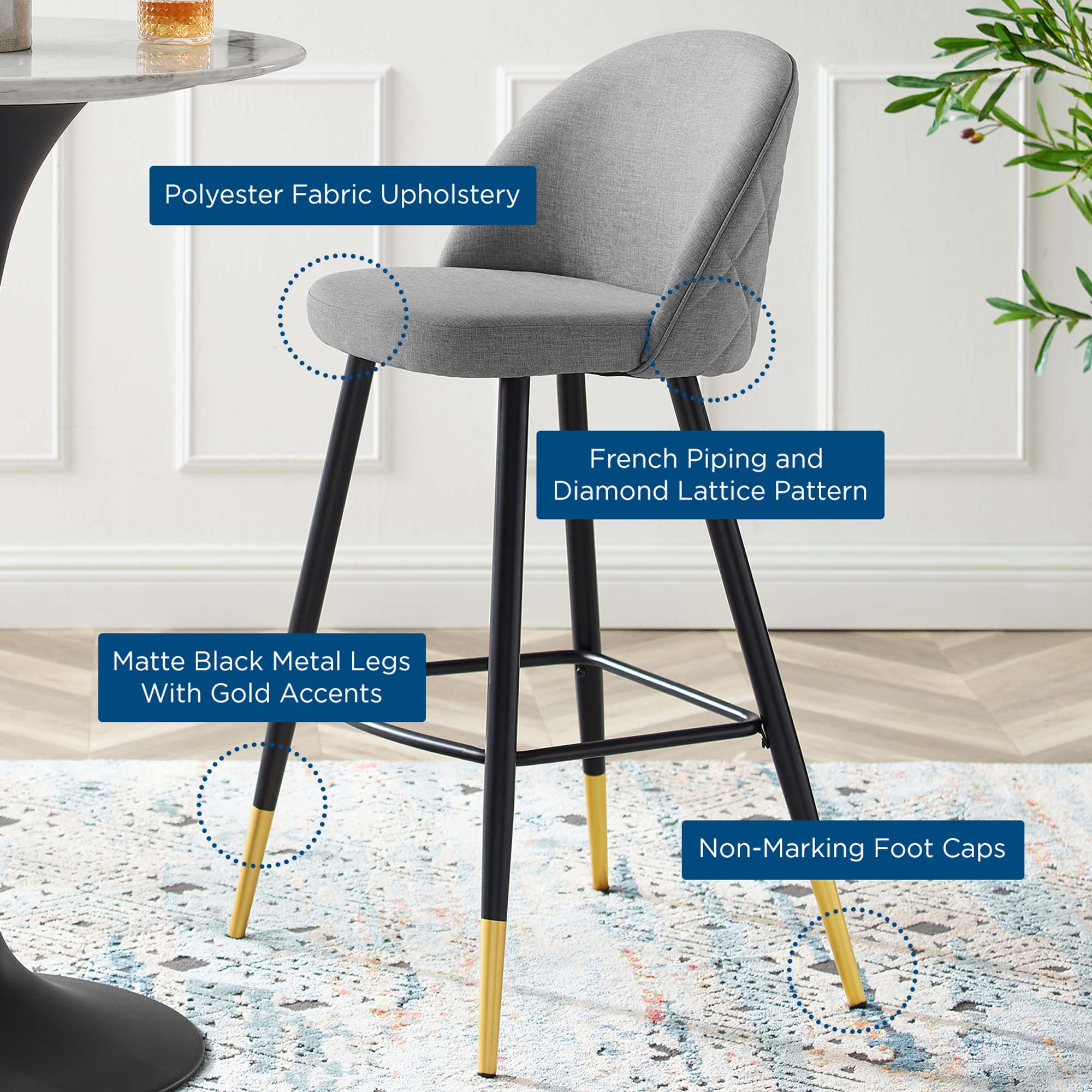 Cordial Fabric Bar Stools - Set of 2 by Modway