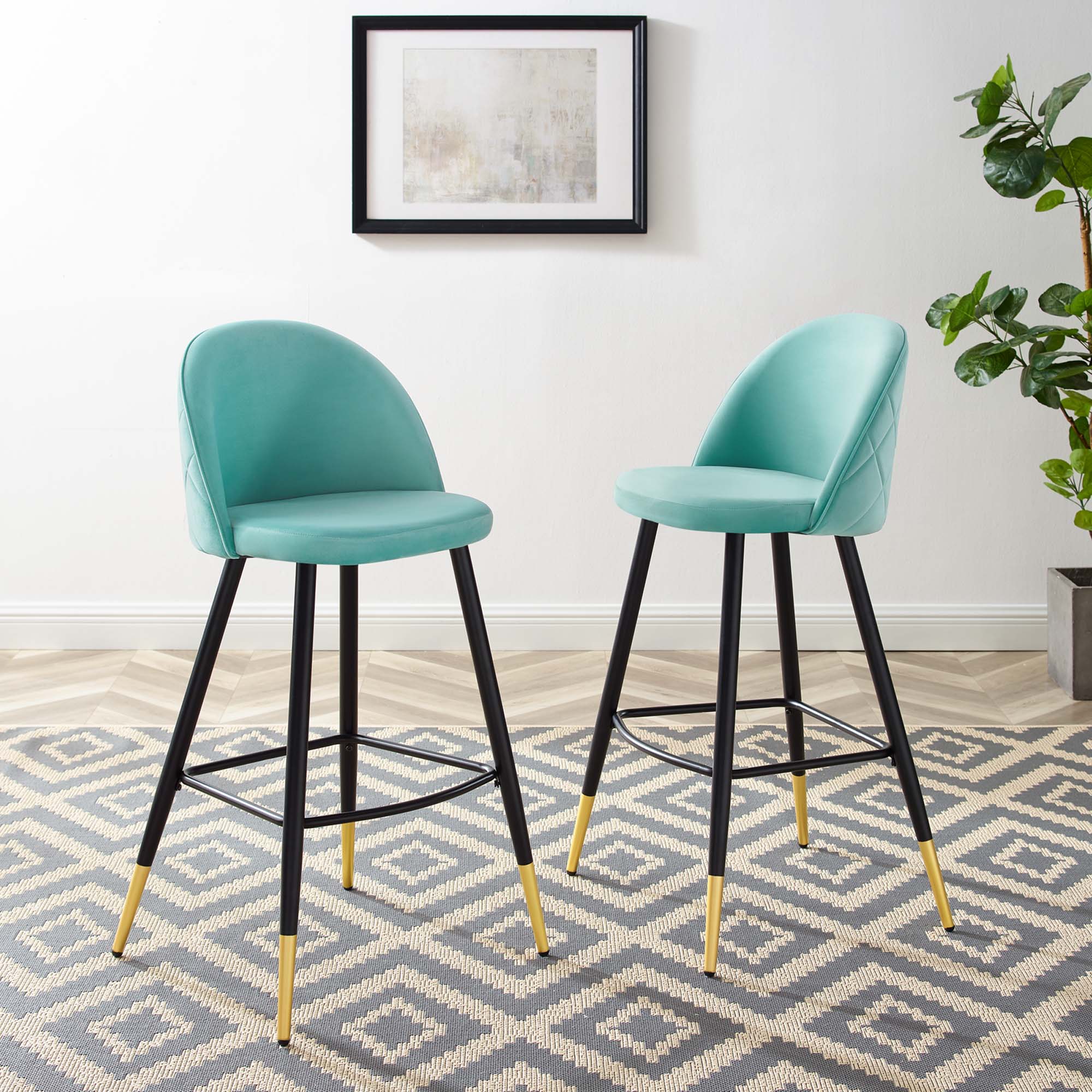 Cordial Performance Velvet Bar Stools - Set of 2 by Modway