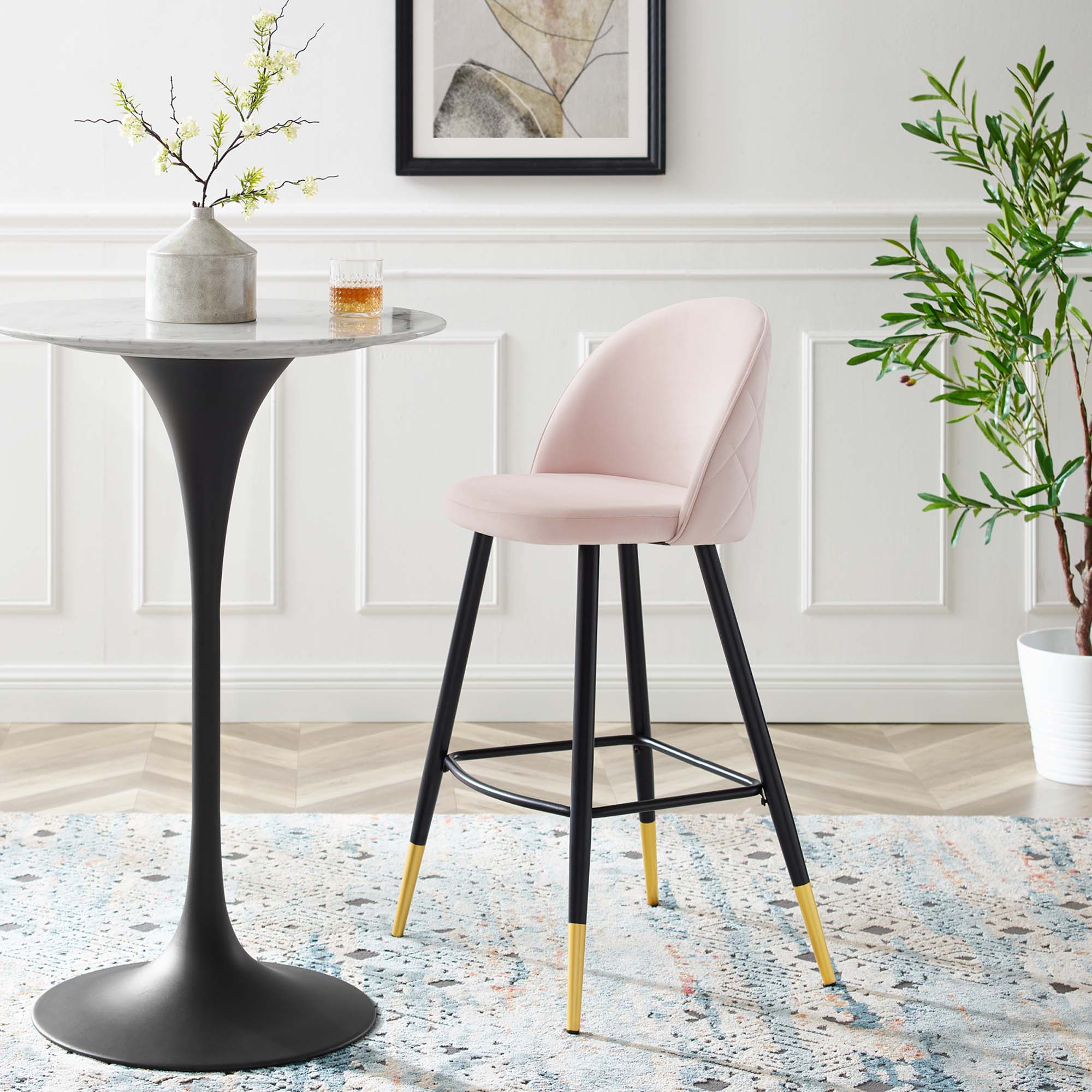 Cordial Performance Velvet Bar Stools - Set of 2 by Modway