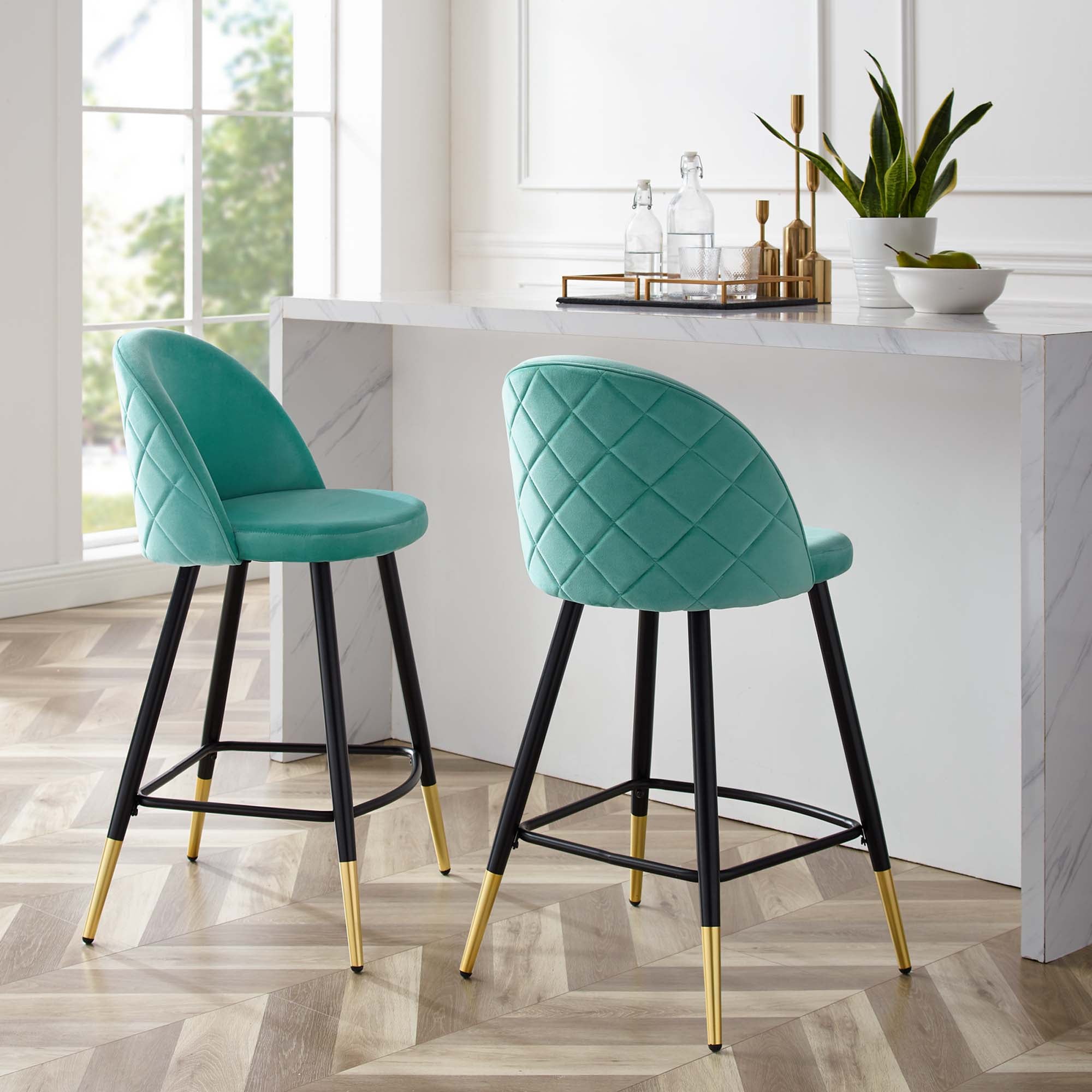 Cordial Performance Velvet Counter Stools Set of 2 by Modway